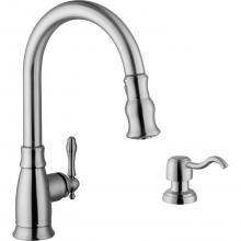 Platinum Sinks Single Handle Pull Out Goose Neck Hot/Cold Faucet With Soap Dispenser & Optional Deck Plate - Stainless Steel - FC-5892 image