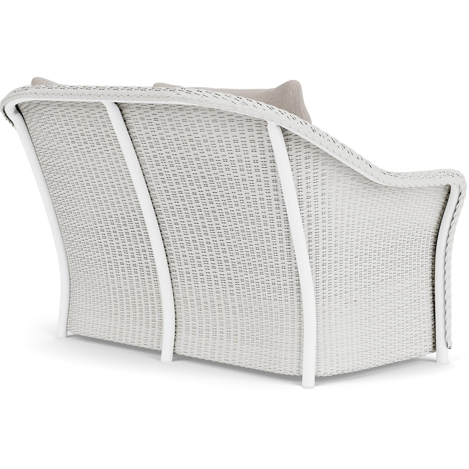 Lloyd Flanders Weekend Retreat Loveseat in Matte White Finish W/ Remy Cloud Fabric - Back Right thumbnail