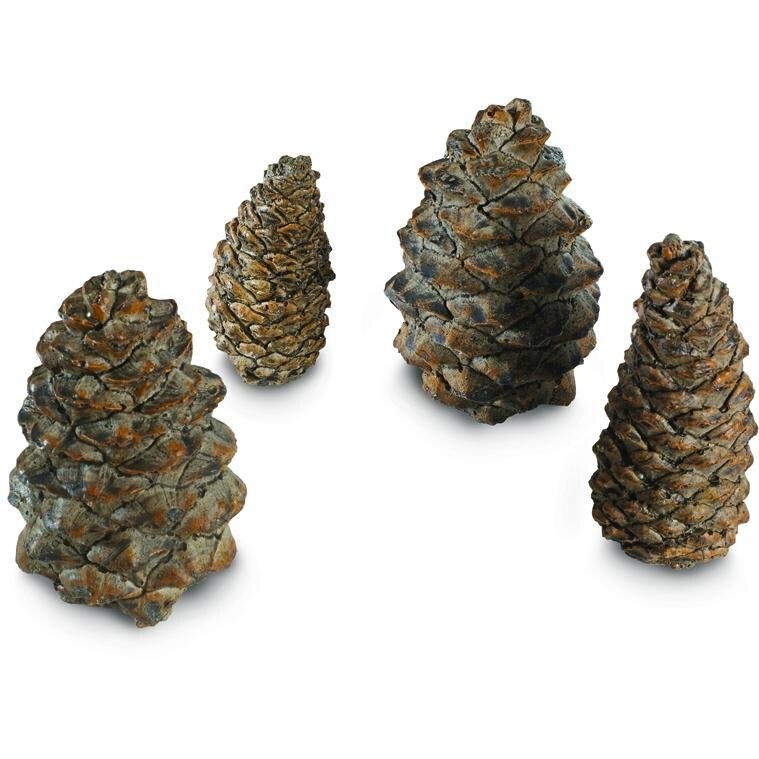 Peterson Real Fyre Decorative Ceramic Pine Cones In Assorted Sizes - Set Of 4