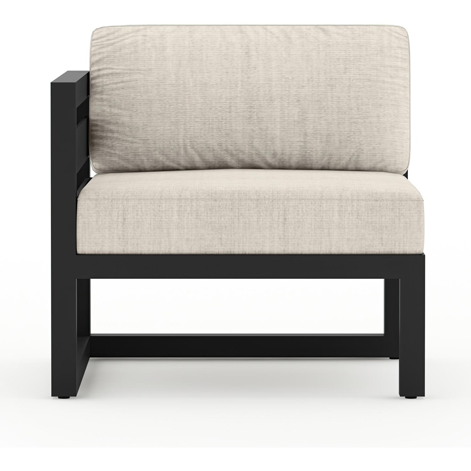 Lakeview MSTYCV-BK-4SEC-CS Misty Cove 4 Pc Aluminum Sectional Set in Black w/Canvas Natural Cushions by Lakeview Outdoor Designs - Left Section - White Background thumbnail