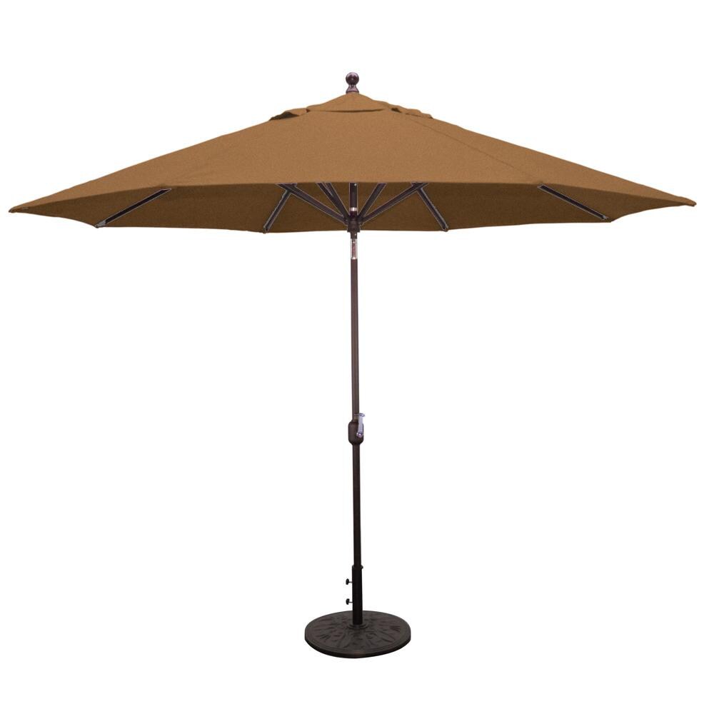 Galtech 11 Ft. Octagonal Aluminum Patio Umbrella W/ Crank Lift & Deluxe Auto Tilt - Antique Bronze Frame W/ Teak Sunbrella Fabric (Umbrella Base Not Included) thumbnail
