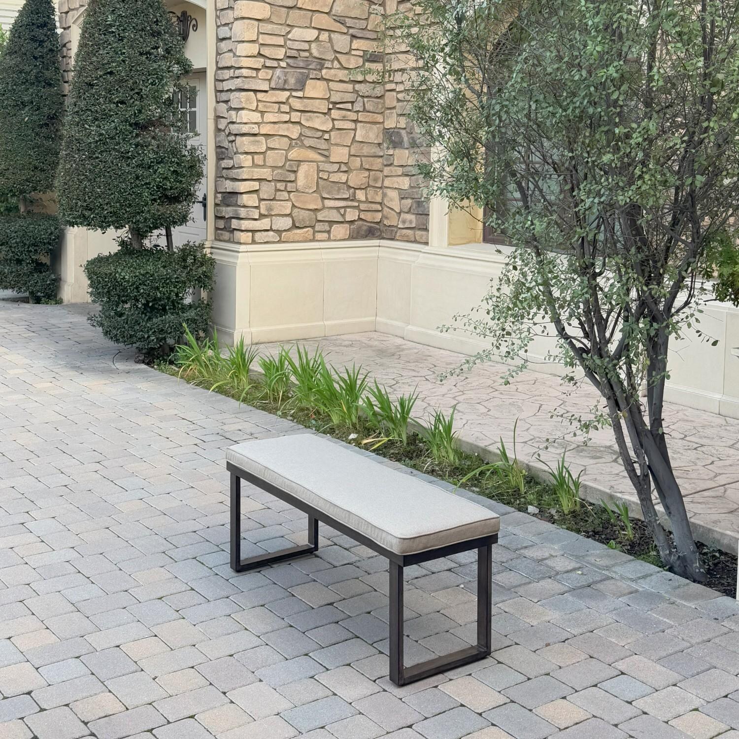 Atlantis 47 1/2-in Aluminum Bench w/ Beige Cushion by Darlee - Hero - Lifestyle thumbnail