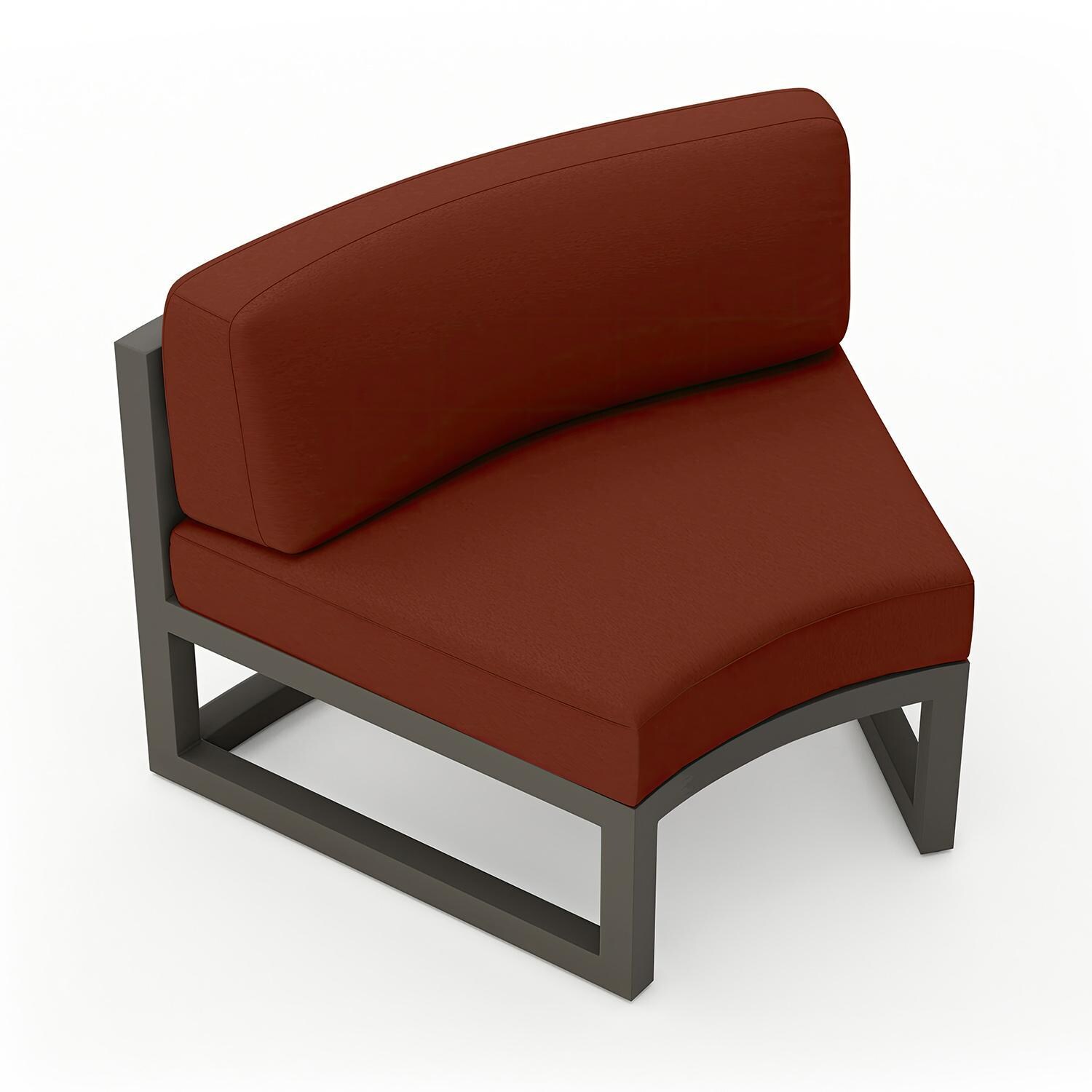 Misty Cove 2 Piece Aluminum Curve Club Chair in Slate w/Canvas Henna Cushions by Lakeview - Top Angle View - White Background thumbnail