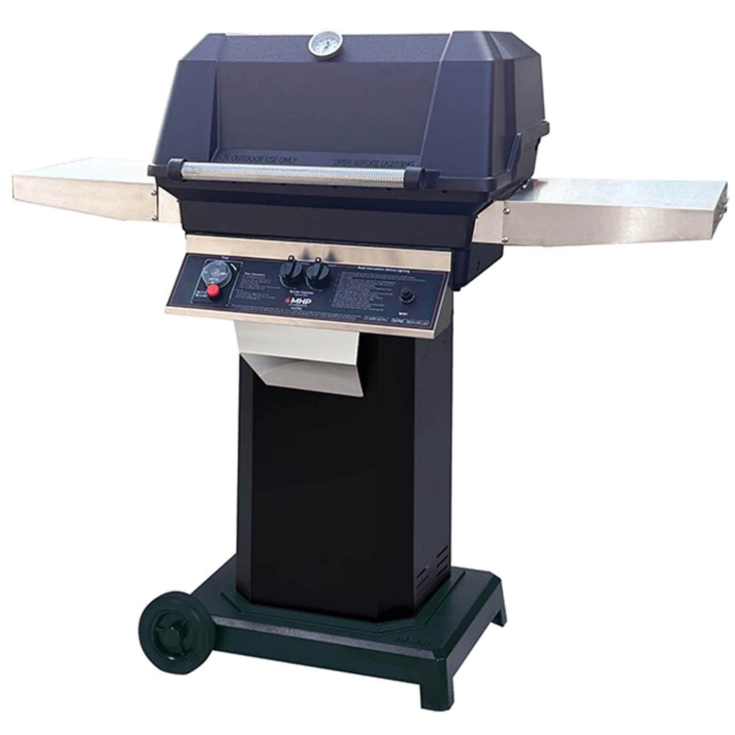 MHP Natural Gas Timer Grill on Black Aluminum Column & Portable Base - TMRWNK-N + OCOLB + OCN