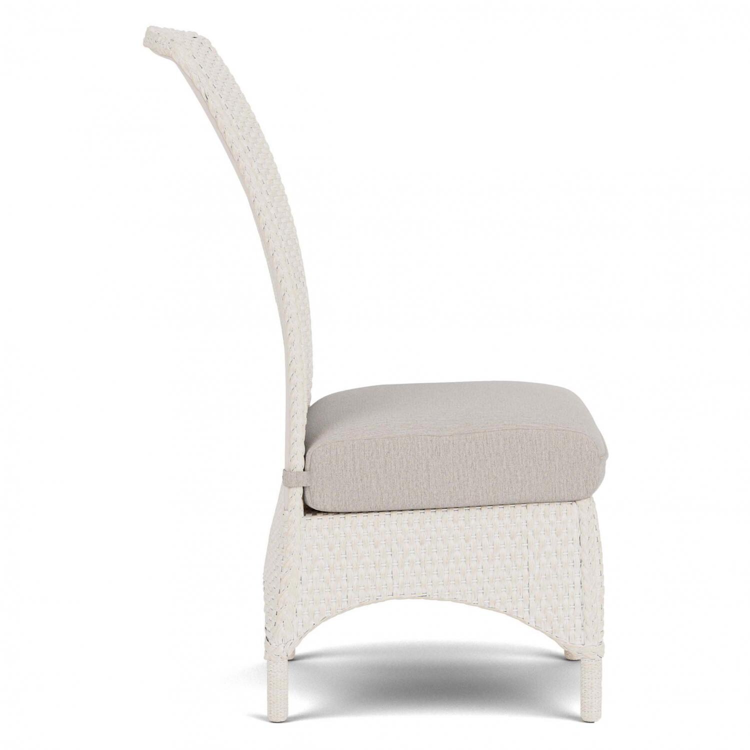 Lloyd Flanders Mandalay Armless Dining Chair in Antique White Finish with Sailcloth Salt Fabric - Side thumbnail