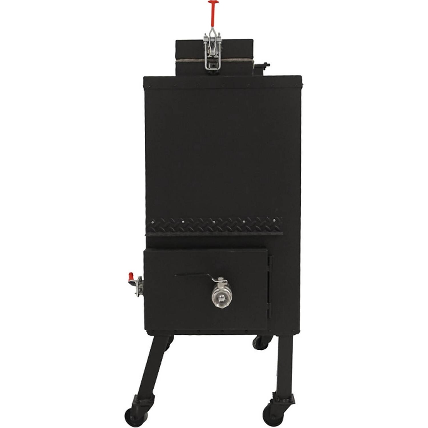Old Country BBQ Pits GF-L-34X40 Insulated Gravity Fed Charcoal Smoker - Side View 2 - White Background thumbnail