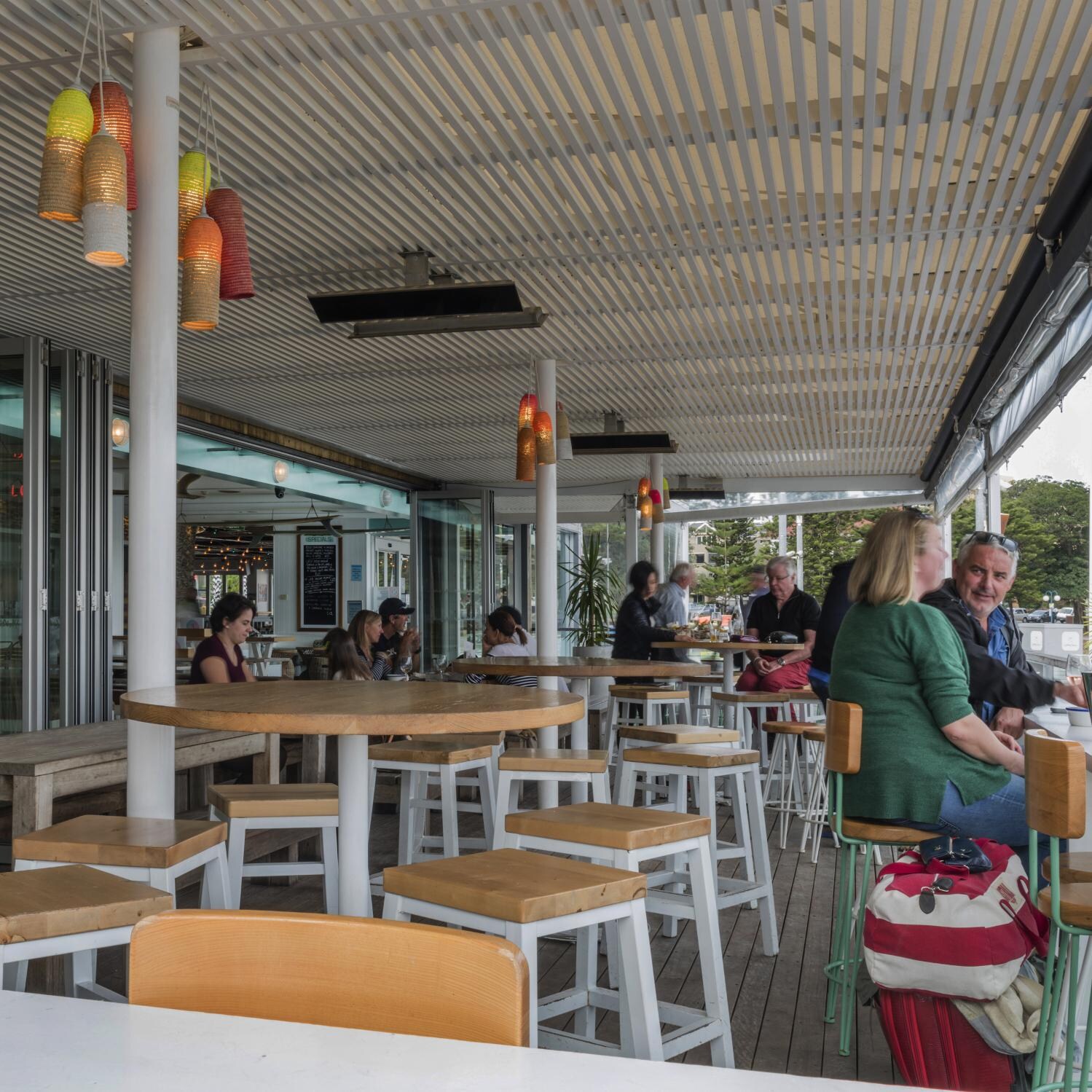 Bromic Platinum 3400W Smart-Heat Series II 240V Electric Patio Heater - Commercial Lifestyle - Opposite View thumbnail