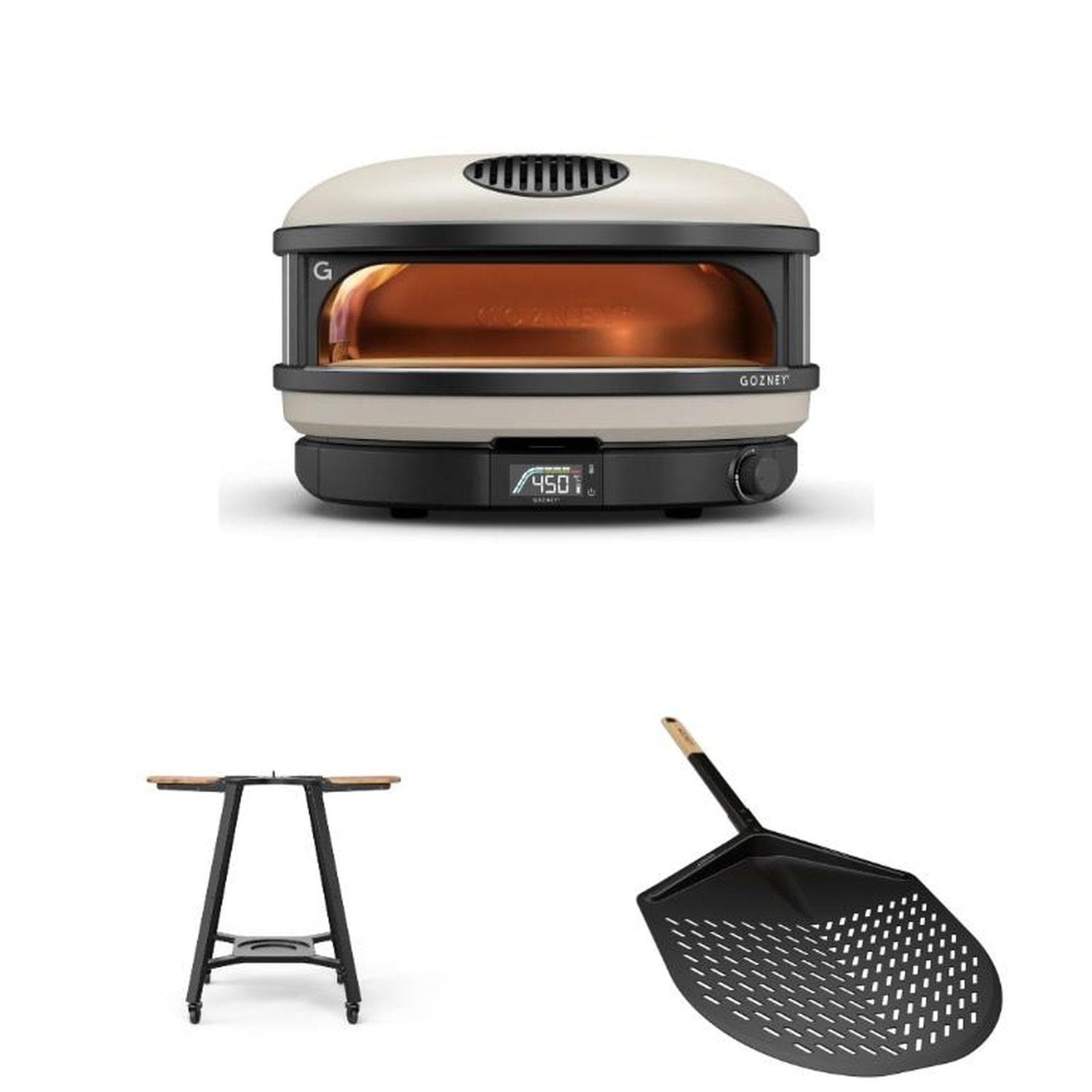 Gozney GAPBNUS1624 Bone Arc XL Propane Pizza Oven Essentials Bundle - Included Components - White Background thumbnail
