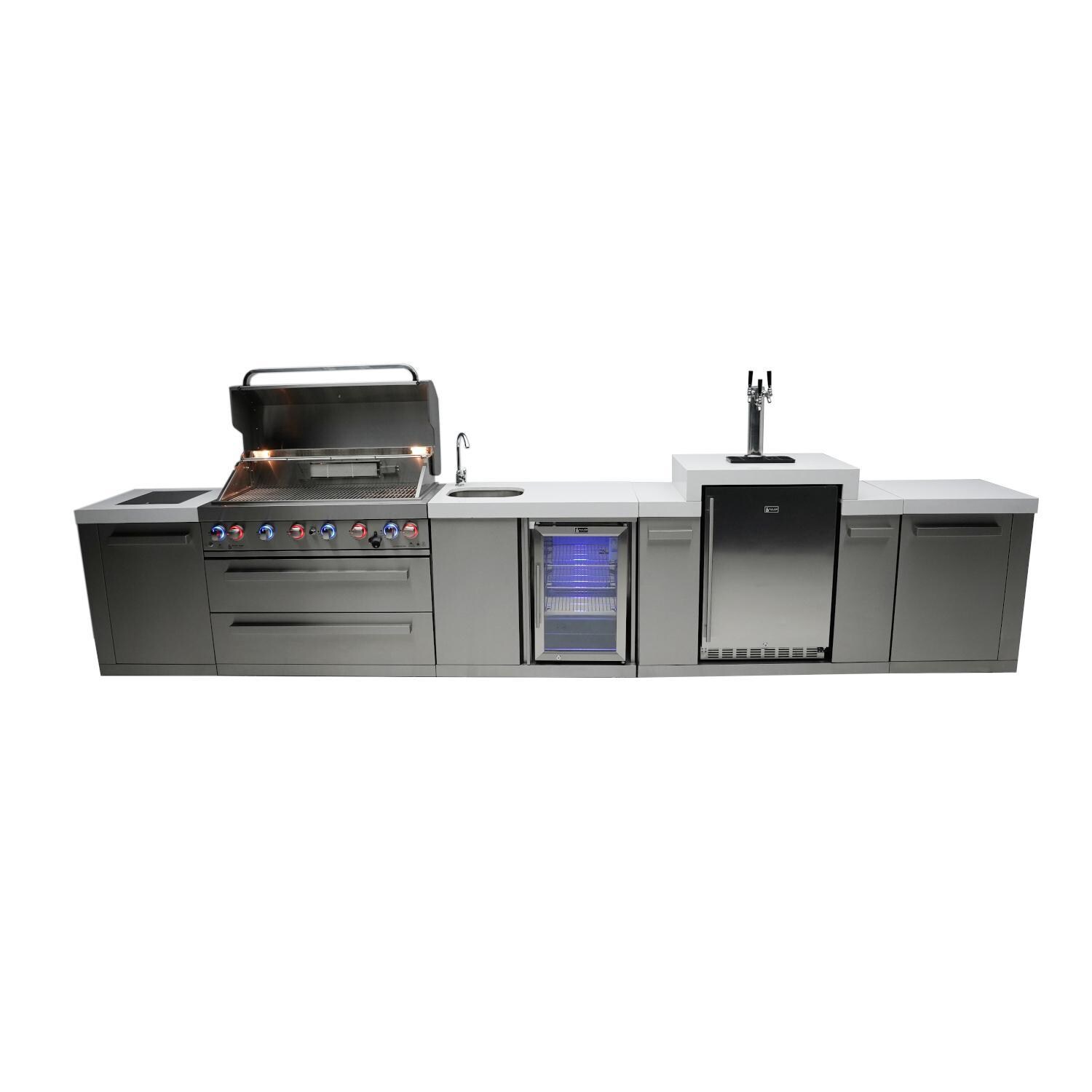 Mont Alpi 805 Natural Gas Island w/ Kegerator & Beverage Center (Ships Propane w/ Conversion Kit) - Hood Open - Detail thumbnail