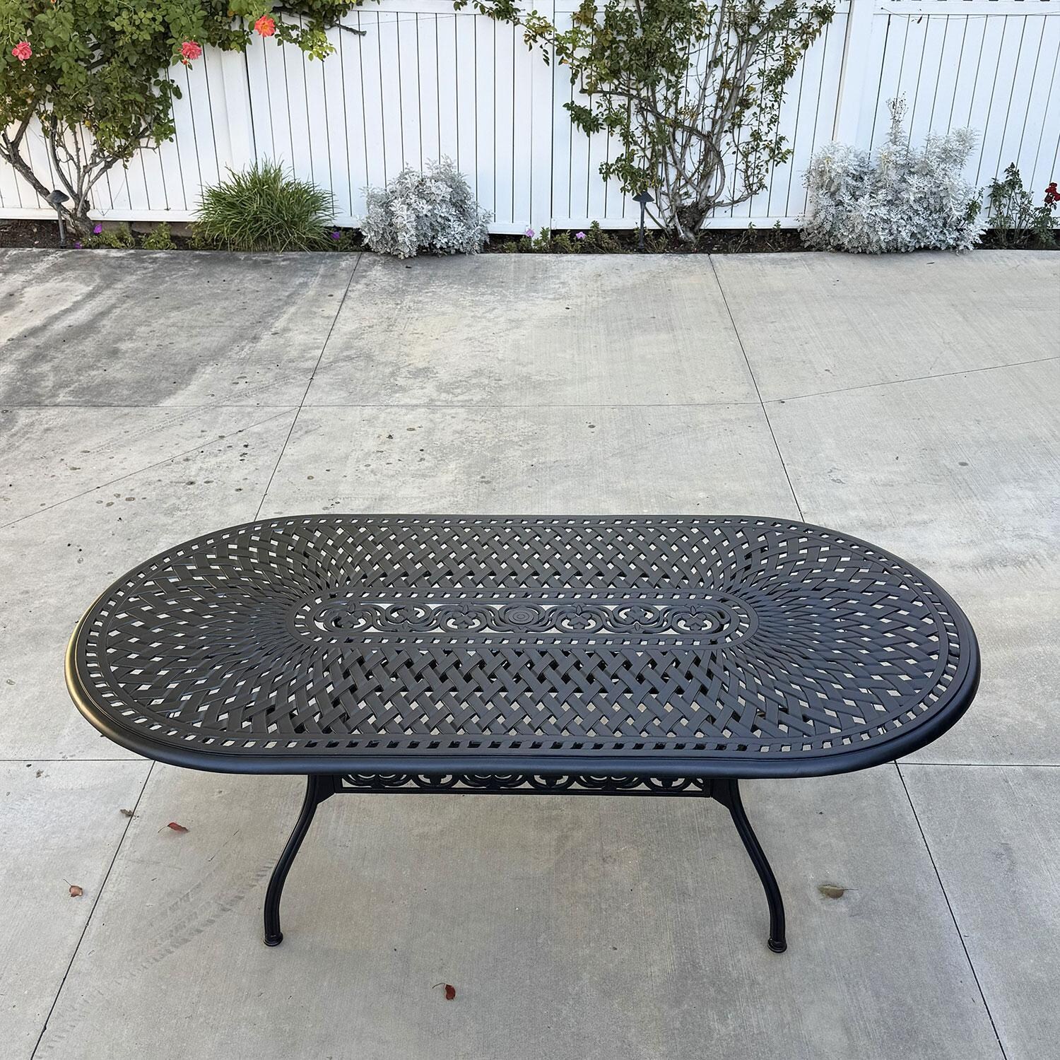 Darlee Santa Barbara 6-Person Patio Dining Set - Antique Bronze - Dining Table - Overhead View - Detail thumbnail