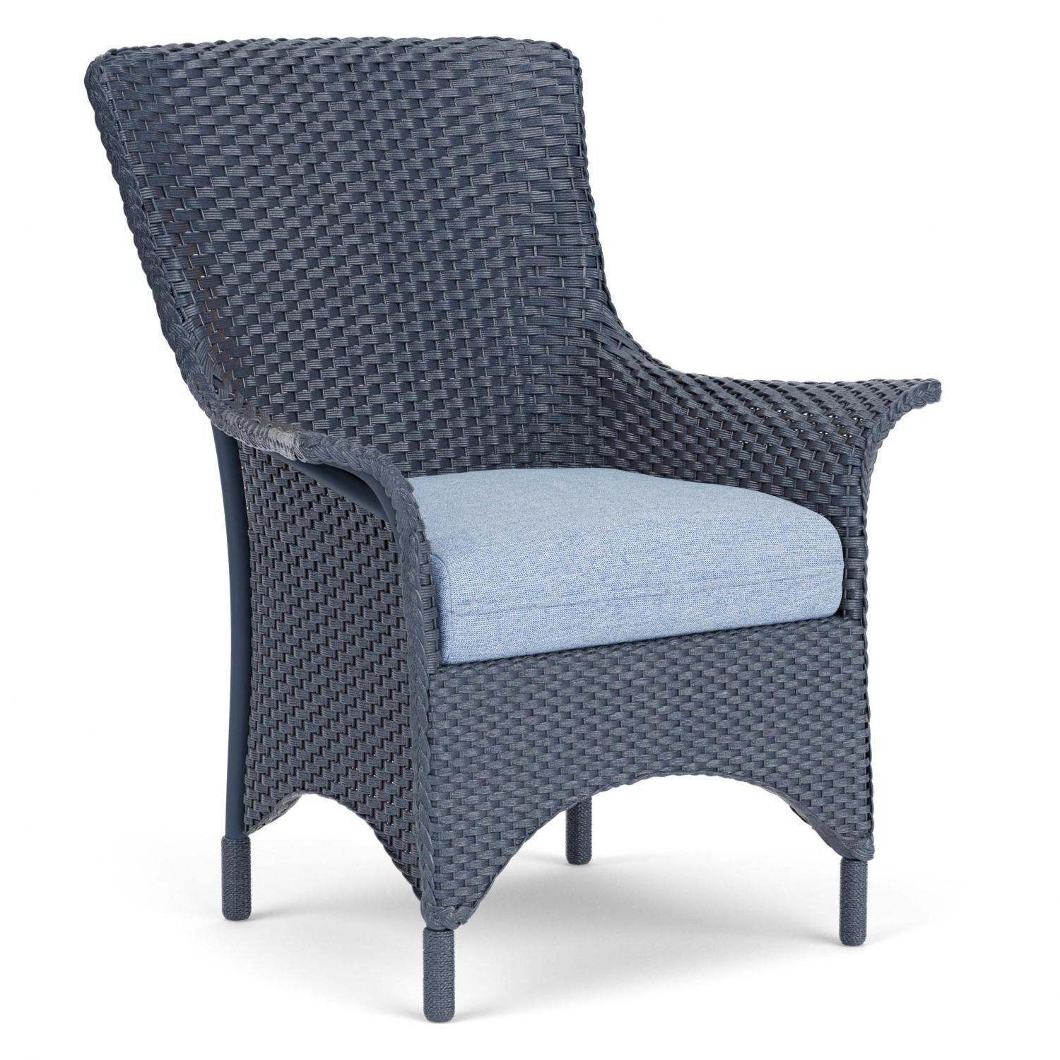 Lloyd Flanders Mandalay Dining Armchair In Denim Blue Finish With Demo Skyway Fabric - Angled thumbnail