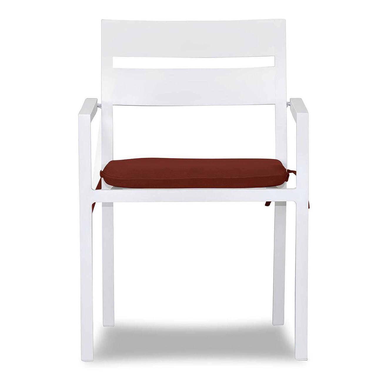 Calm Bay Aluminum Dining Arm Chair in White/Canvas Henna by Lakeview Outdoor Designs - Front - White Background thumbnail
