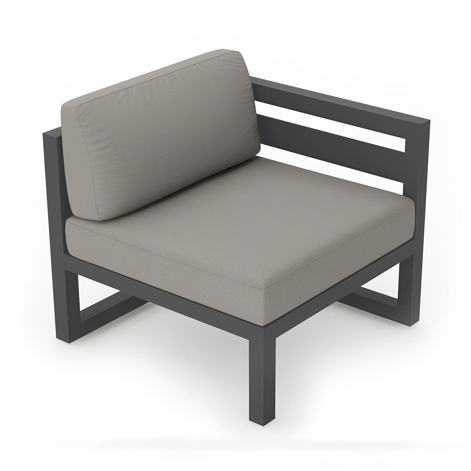 Misty Cove Right Arm Club Chair in Slate w/Canvas Charcoal Cushions by Lakeview - Top Angle View - White Background thumbnail