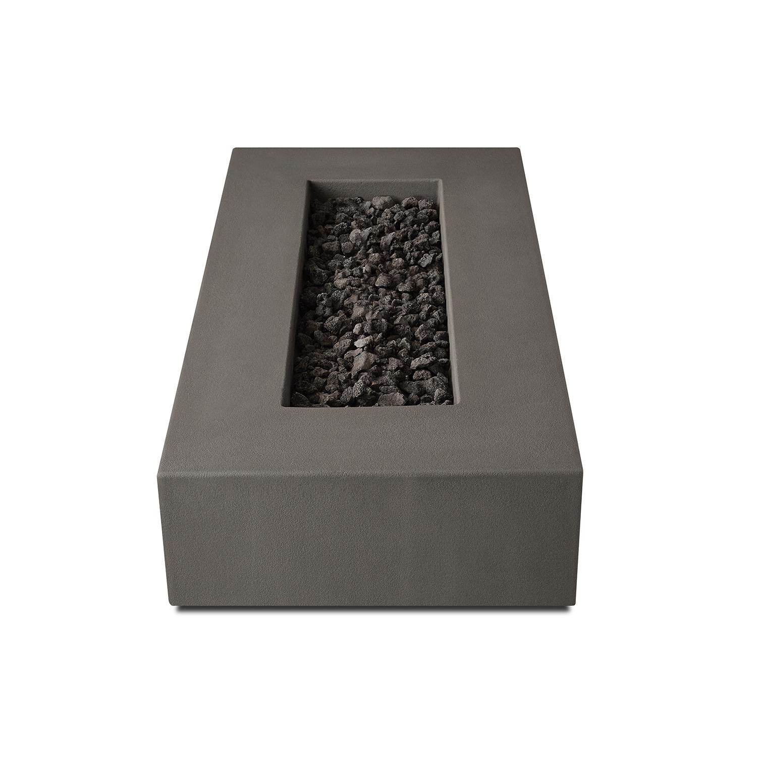 Olliewood 365NG-CBN 60 Inch Rectangular Glass Fiber Reinforced Concrete Natural Gas Fire Pit Table in Carbon by BBQGuys Signature - Top View - White Background thumbnail