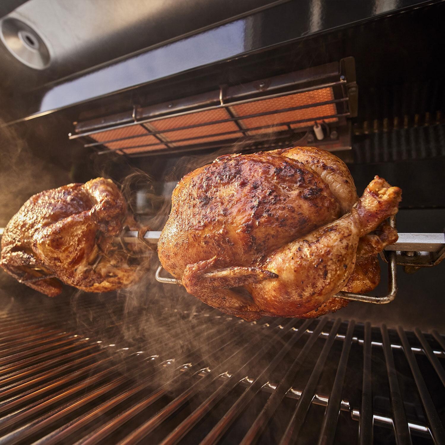 Weber 1500091 Summit GC38 S Propane Gas Grill Center - Stainless Steel - Chicken Rotisserie - Lifestyle thumbnail
