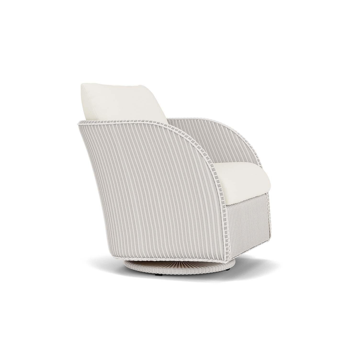 Lloyd Flanders Essence Swivel Glider Lounge Chair W/Sailcloth Salt Fabric - White Finish - Angled thumbnail