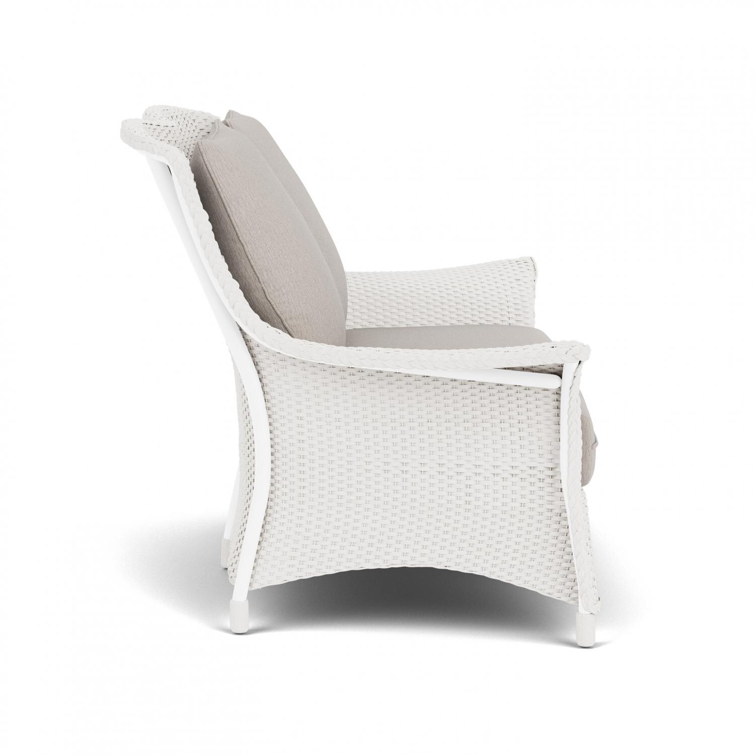 Lloyd Flanders Mandalay Loveseat in White Finish with Remy Cloud fabric - Side thumbnail