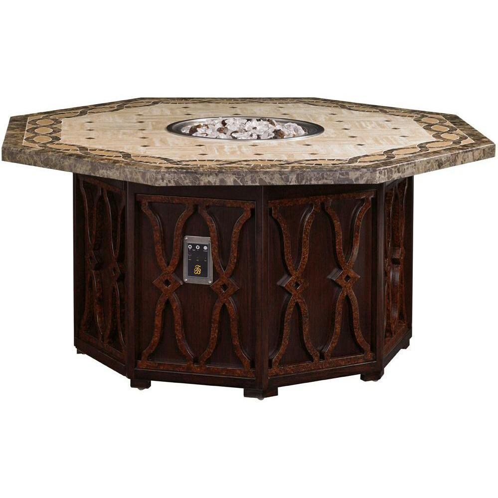 Tommy Bahama 3235-920FG Black Sands Propane Fire Pit Table w/ Travertine/Marble Top & Remote Control - Side