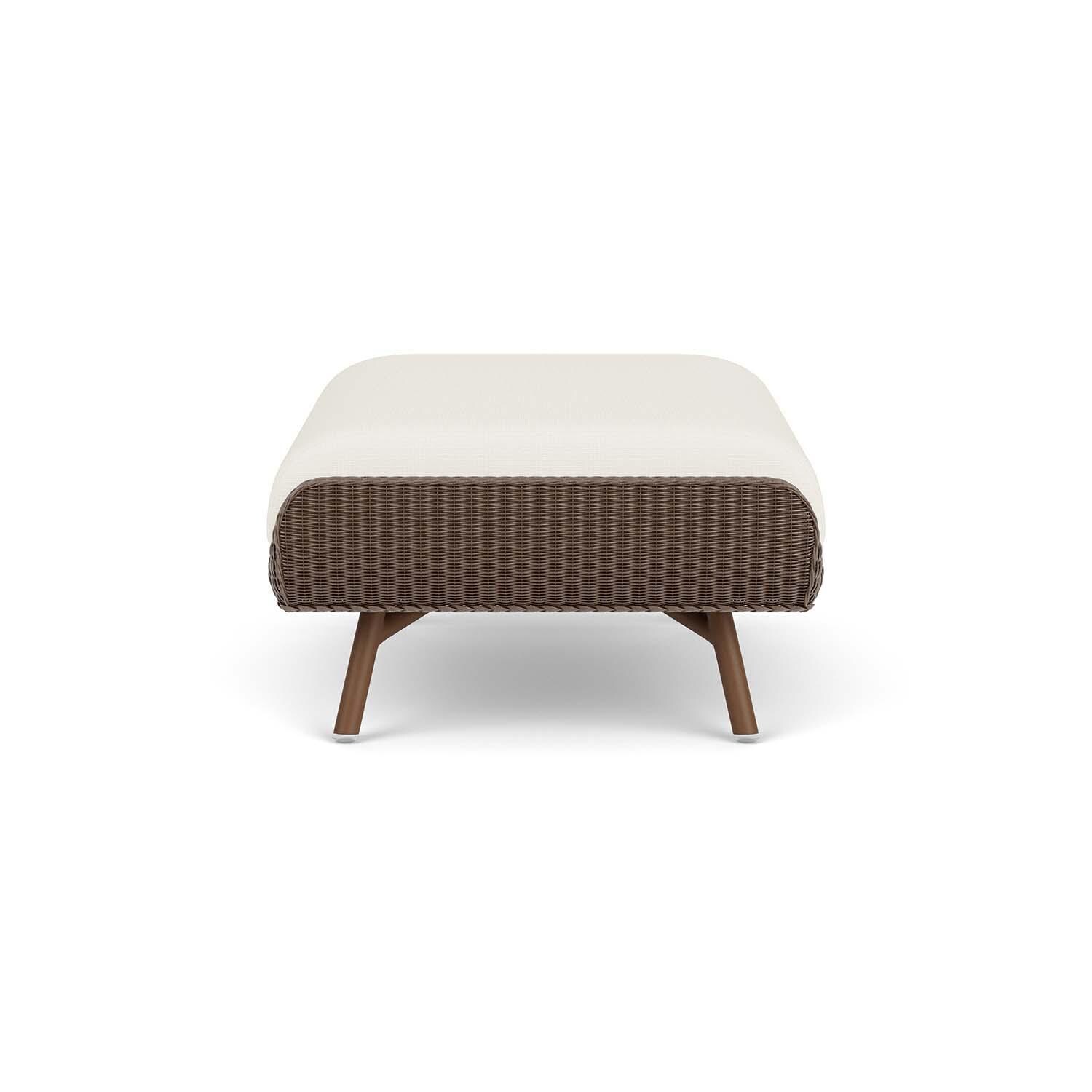Lloyd Flanders Essence Ottoman W/Sailcloth Salt Fabric - Bark Finish - Side thumbnail
