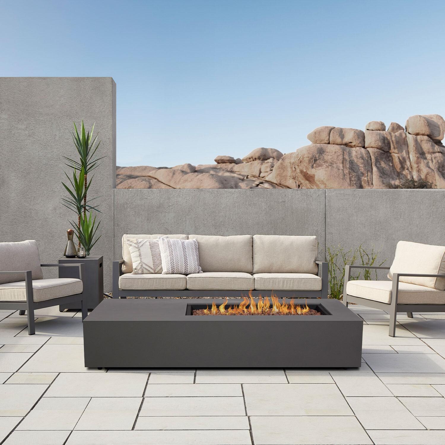Elysian 5 Pc Steel Fire Pit Seating Set in Weathered Slate by Lakeview Outdoor Designs