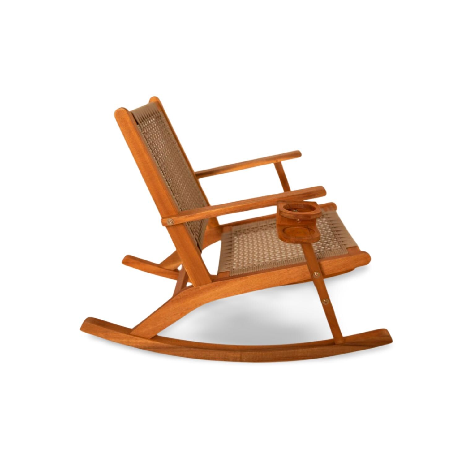 Crewview Outdoor Rocking Chair with Beverage Holder by Ultimate Patio - Right Side - White Background thumbnail