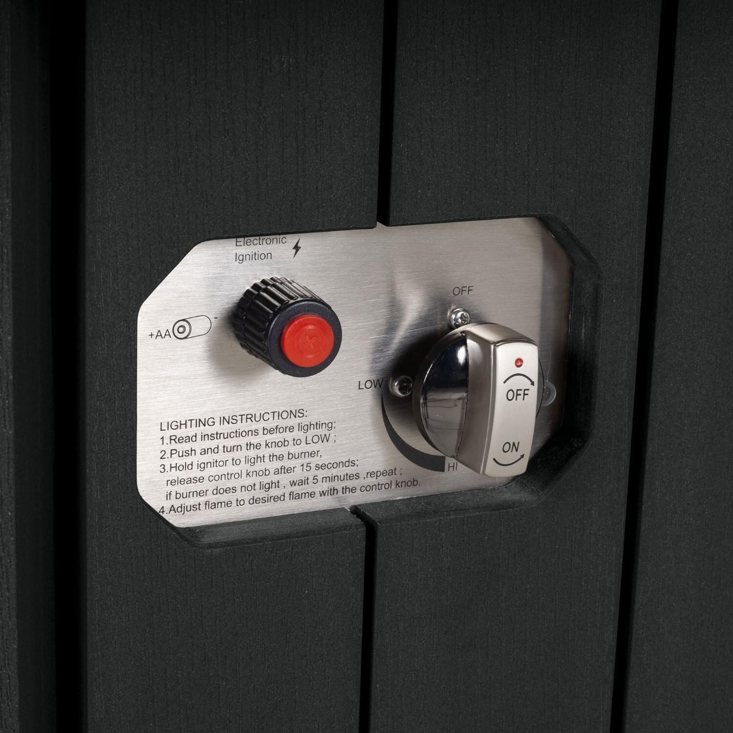 Harborview Octagonal Fire Pit Table in Black by Lakeview Outdoor Designs - Controls - Detail thumbnail