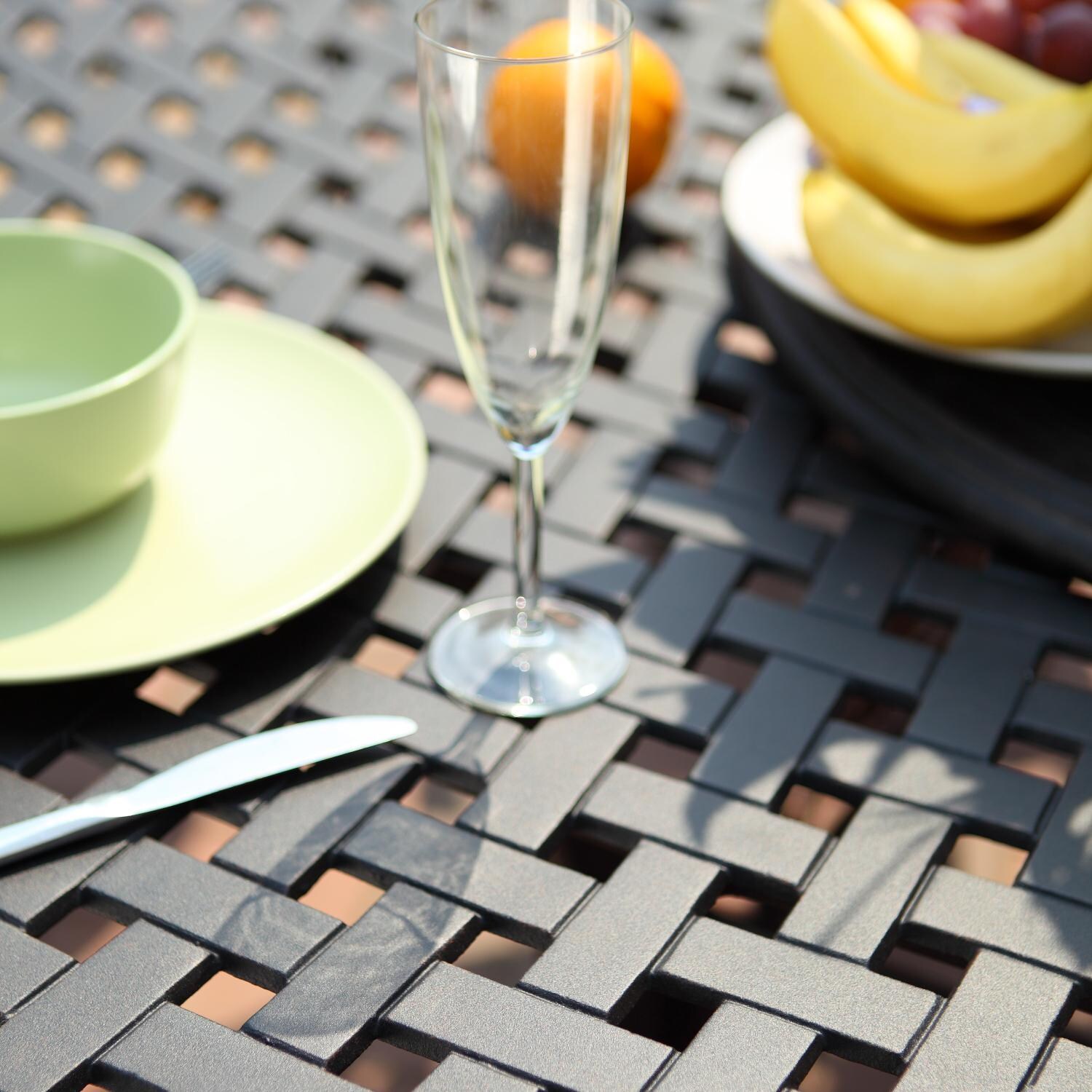 Darlee 201030-11PC-99LO Sedona 11 Piece Cast Aluminum Patio Dining Set W/ 98 X 69 Inch Oval Dining Table & Sesame Cushions - Table Detail thumbnail