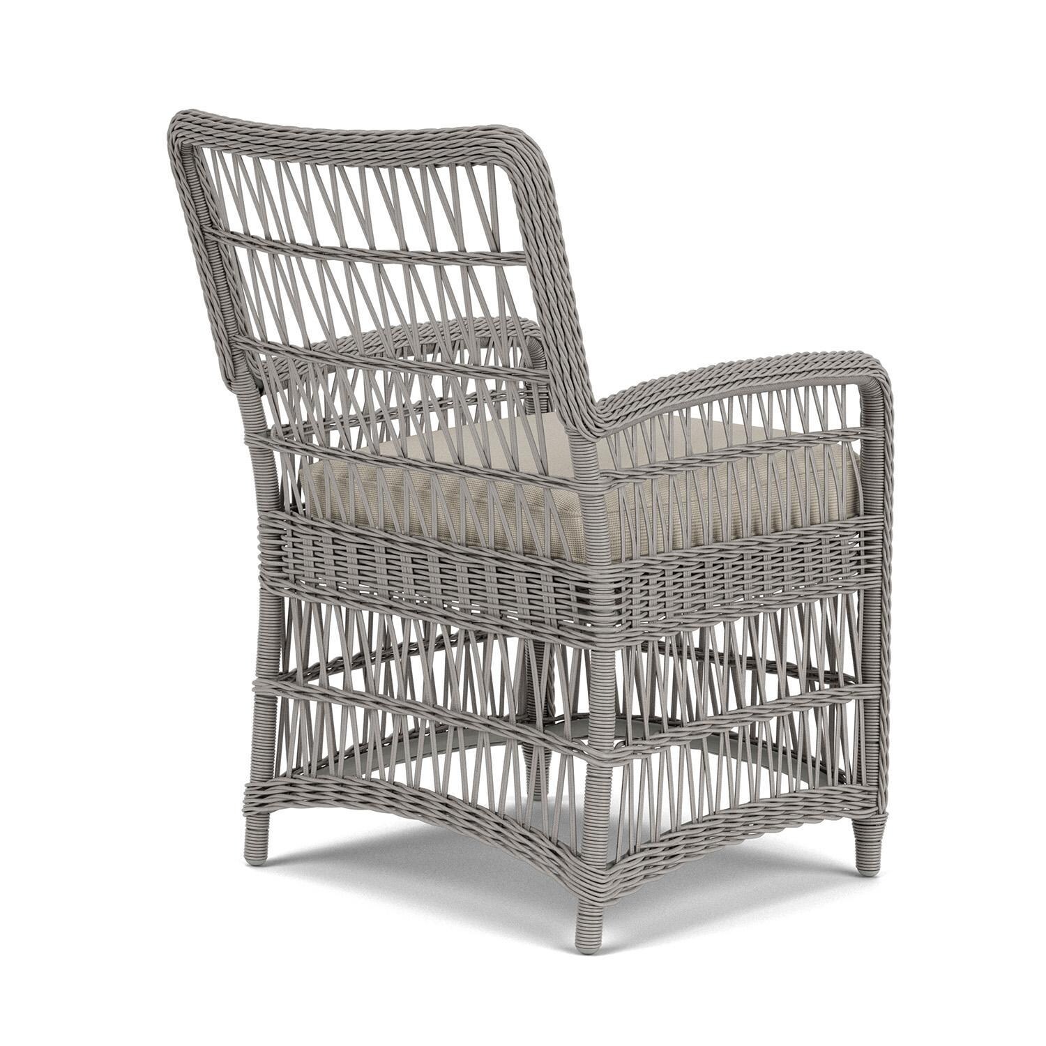 Lloyd Flanders Mackinac Dining Armchair in Putty Finish with Fife Fog Fabric - Rear Right thumbnail