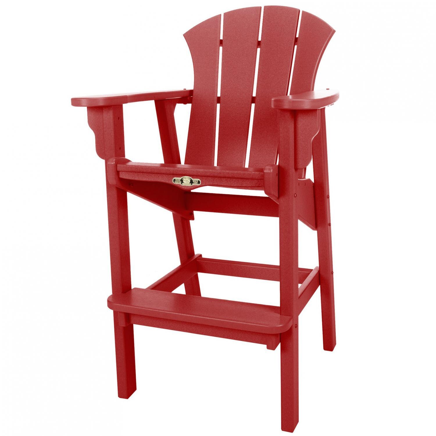 Pawleys Island Sunrise Poly Lumber Adirondack Patio Bar Stool - Red thumbnail