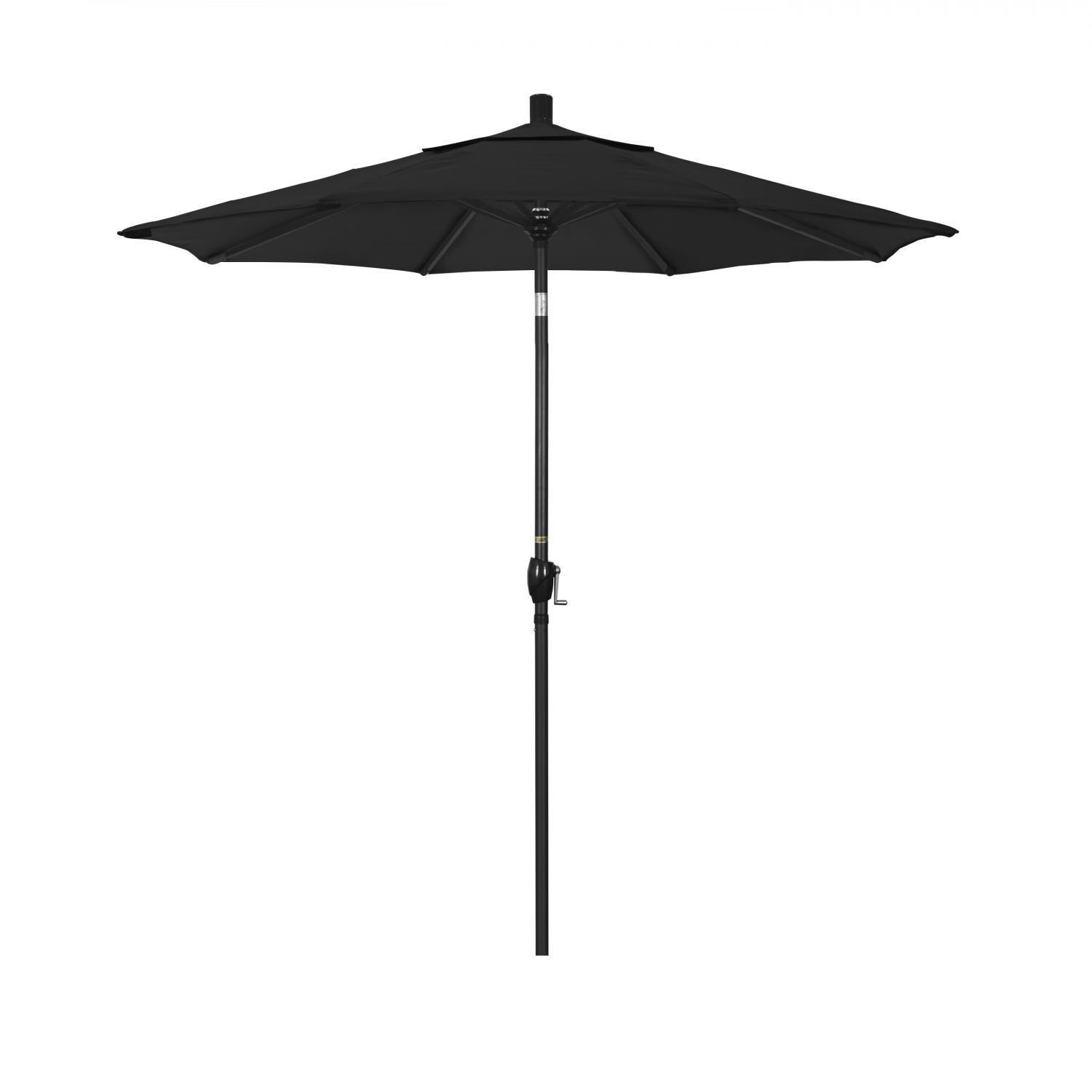 California Umbrella 7.5 Ft Octagonal Aluminum Push Button Tilt Patio Umbrella W/ Crank Lift & Aluminum Ribs - Stone Black Frame / Sunbrella Canvas Black Canopy thumbnail