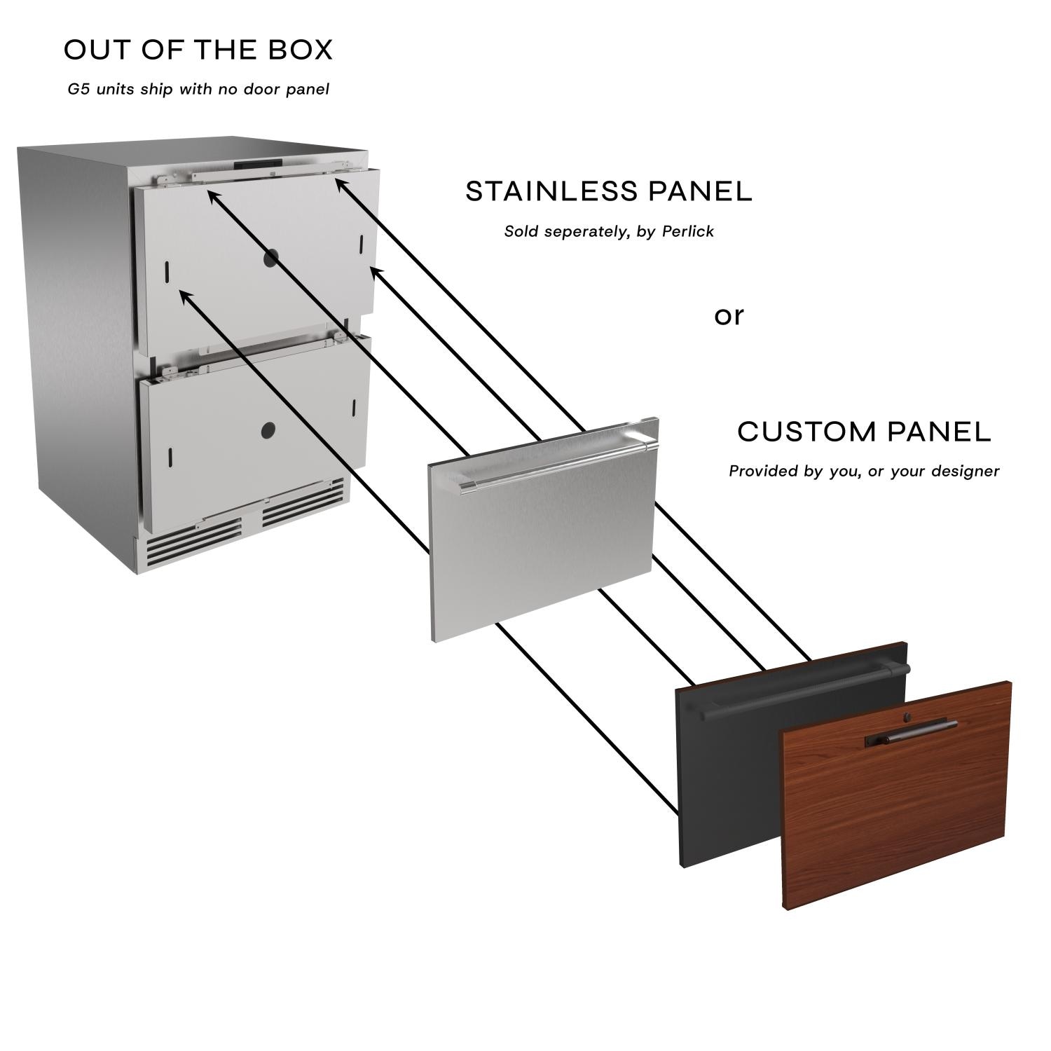 Perlick G5RD24SA G5 Core 24-in 4.5 Cu. Ft. ADA Panel Ready Refrigerator Drawers - Detail thumbnail