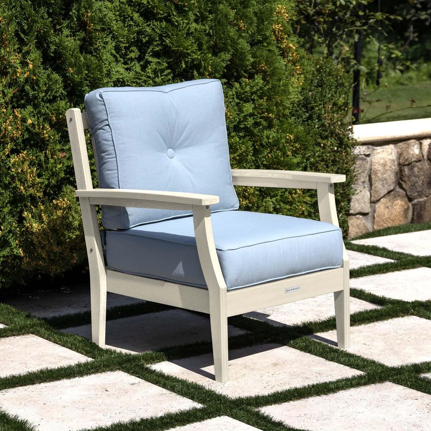 Blushing Bay Recycled Plastic Club Chair in Bliss Dew/Whitewash by Lakeview Outdoor Designs - On Patio - Lifestyle thumbnail