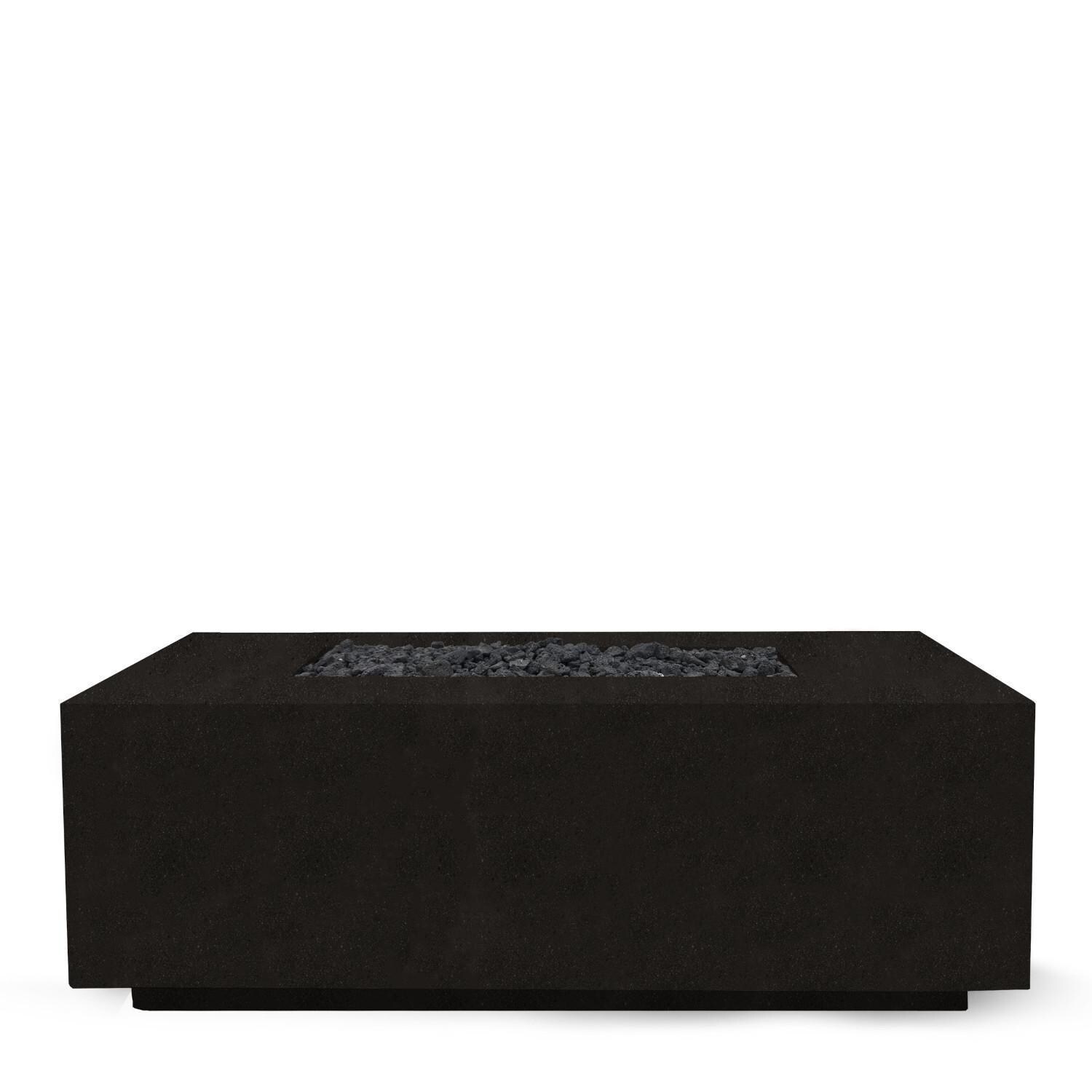 Porto 58-in Rectangular GFRC Propane Fire Pit in Ebony by Prism Hardscapes