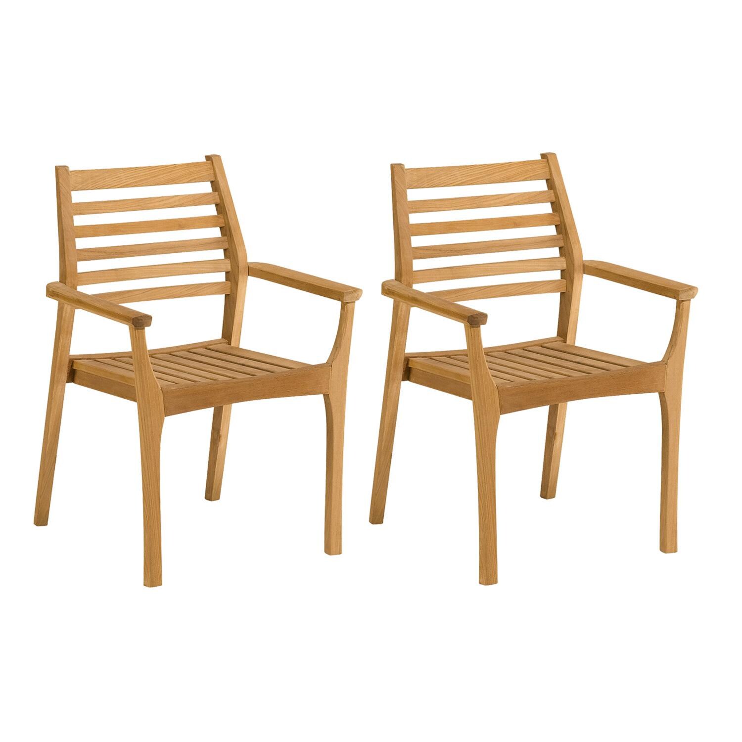 Oxford Garden Mera 2 Pc Natural Teak Stacking Dining Chair thumbnail