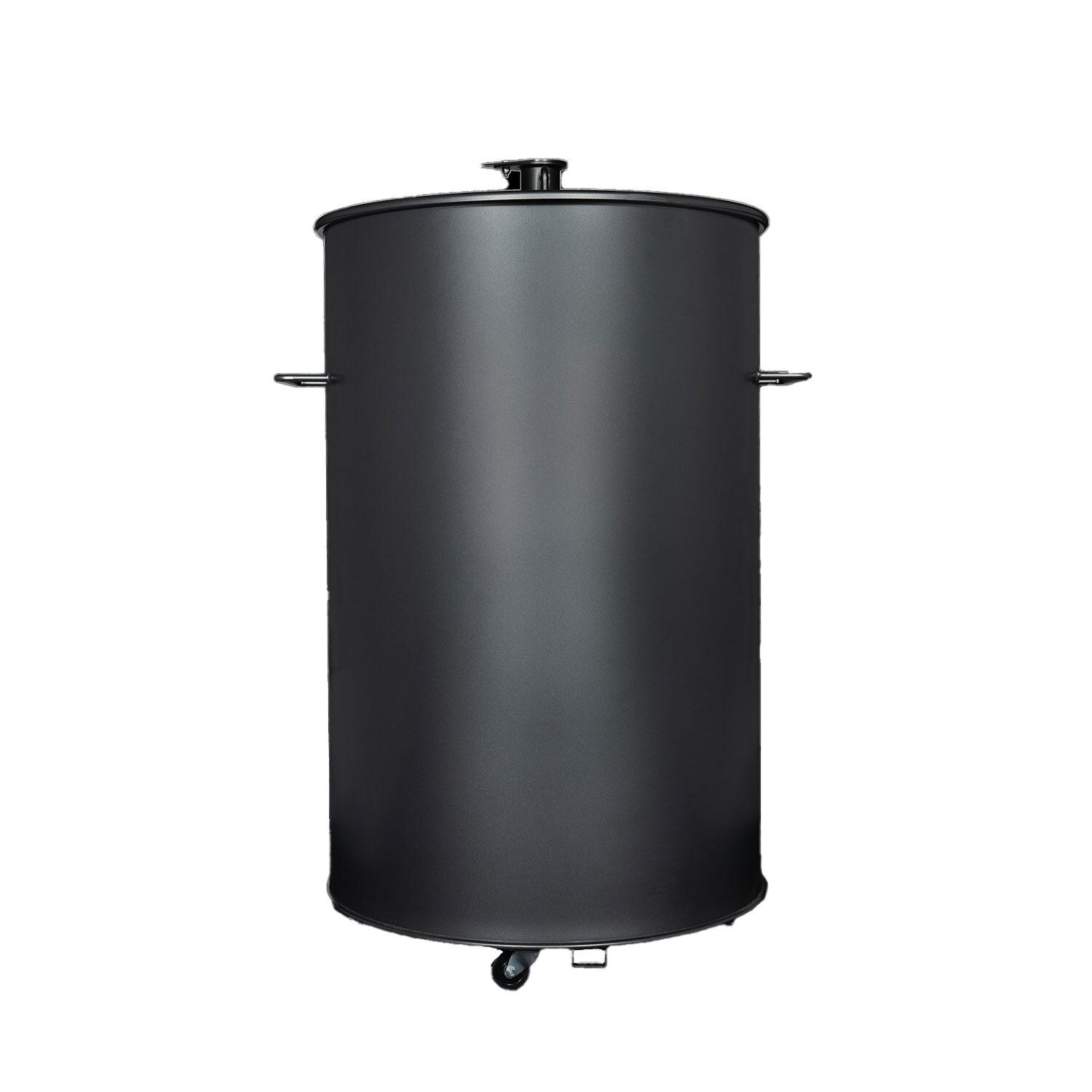 Gateway Drum Smokers 559FC 55 Gallon Charcoal BBQ Smoker - Matte Charcoal - Rear View - White Background thumbnail