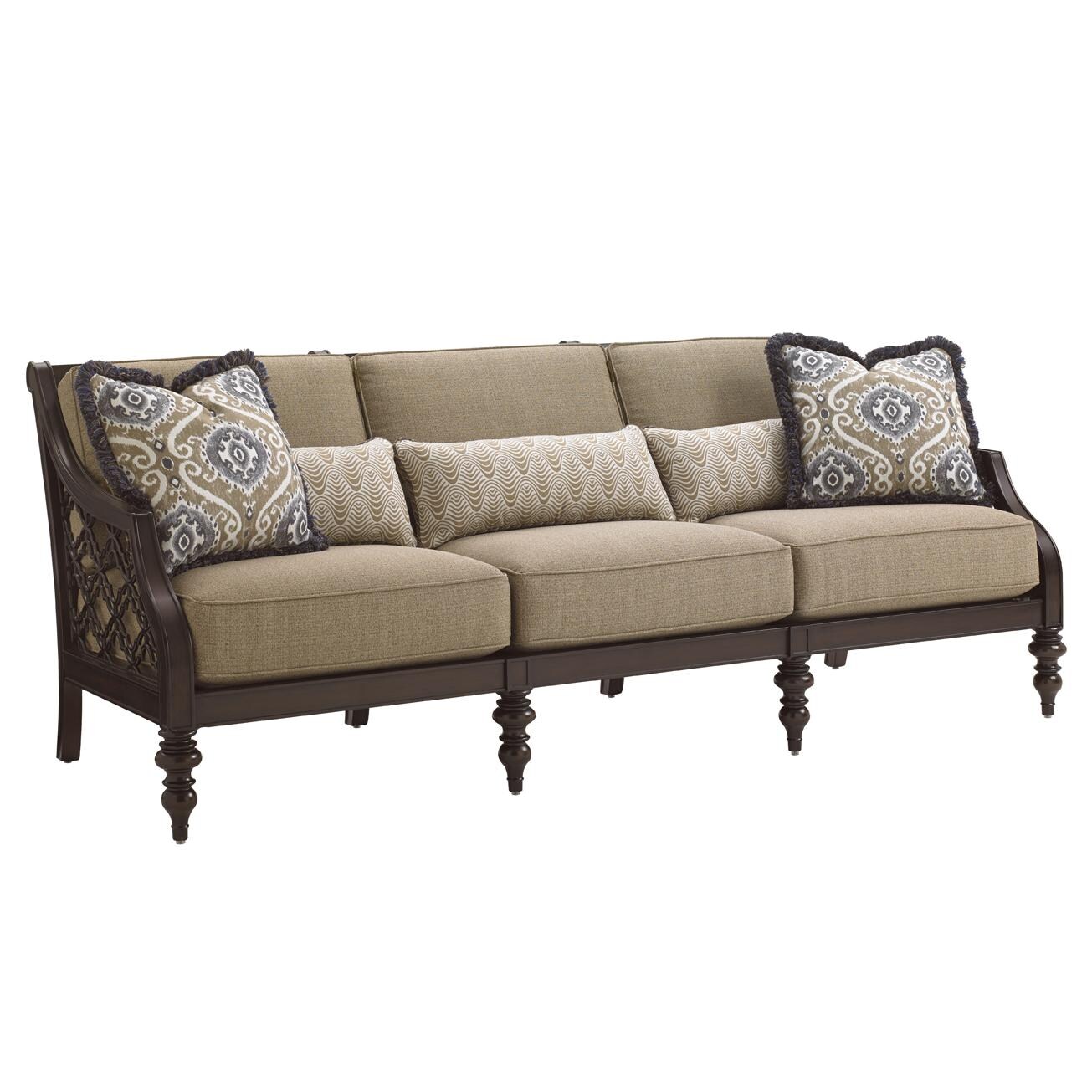 Black Sands Cast Aluminum Patio Sofa W/ Sunbrella Fabric By Tommy Bahama image