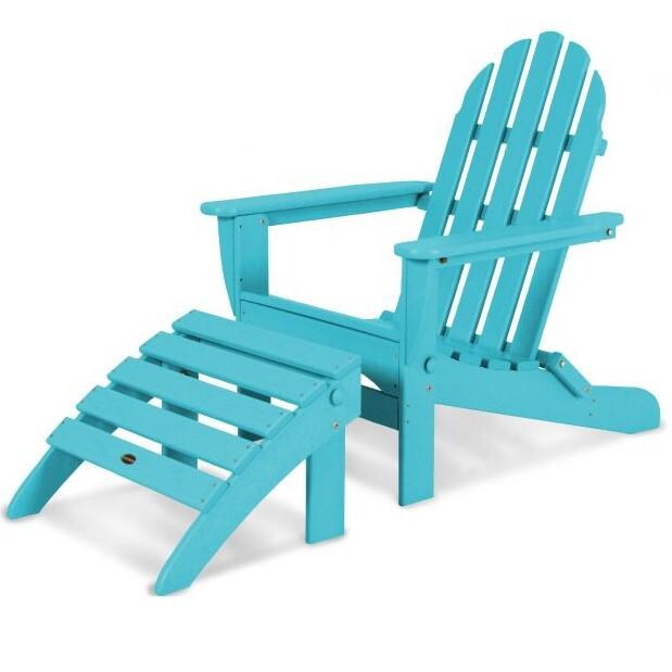 Classic 2 Piece Recycled Plastic Wood Patio Folding Adirondack Seating Set By POLYWOOD - Aruba