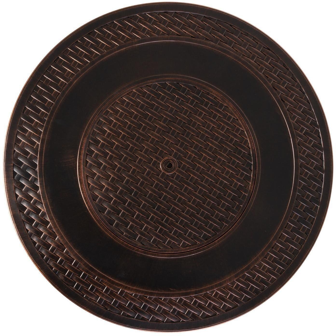 Ultimate Patio Welcome View 50,000 BTU Propane Round Fire Pit Table - Woven Cast Aluminum - Top View - White Background thumbnail