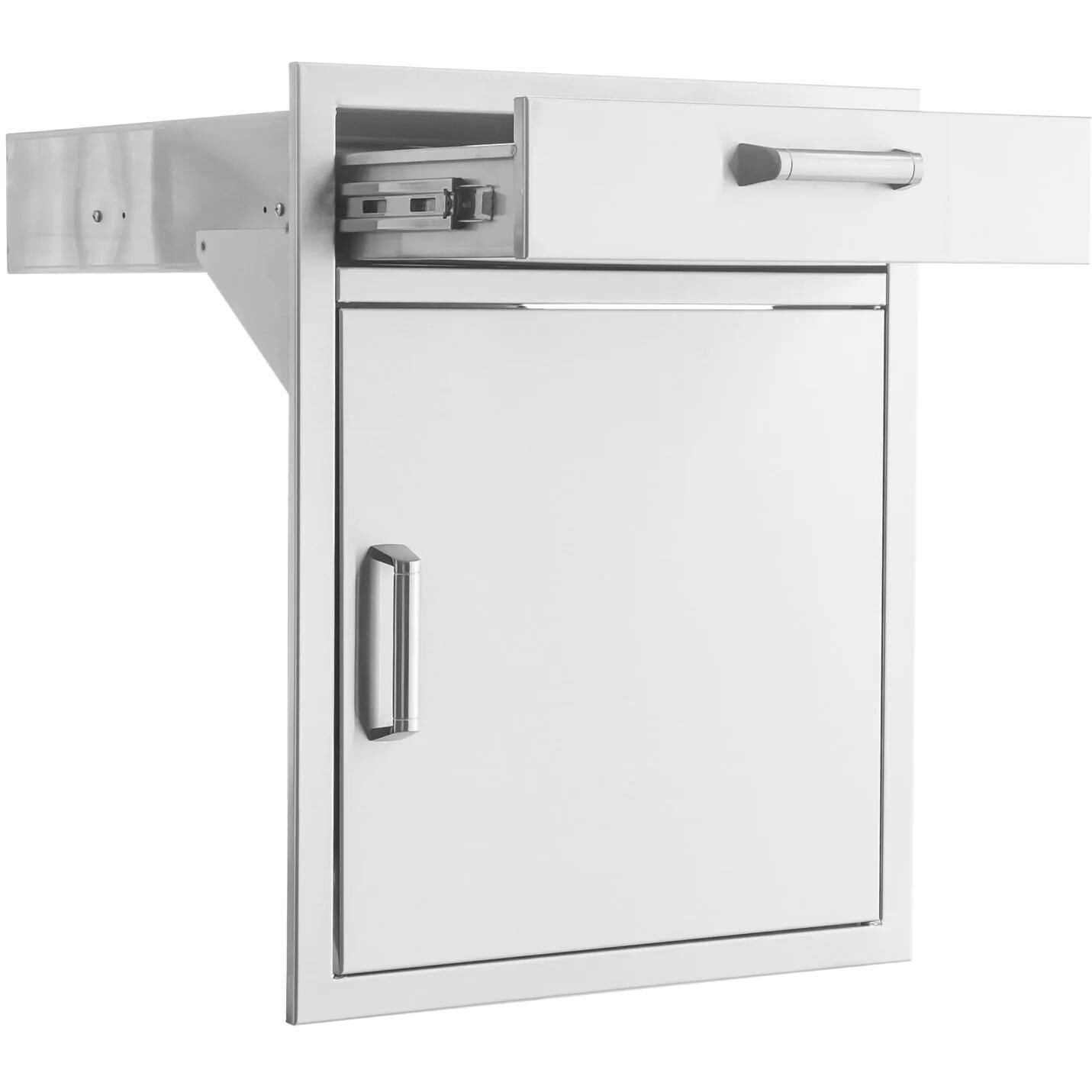 BBQGuys Signature Contempo 21 Inch Stainless Steel Single Access Door & Drawer Combo - Drawer Open - White Background thumbnail