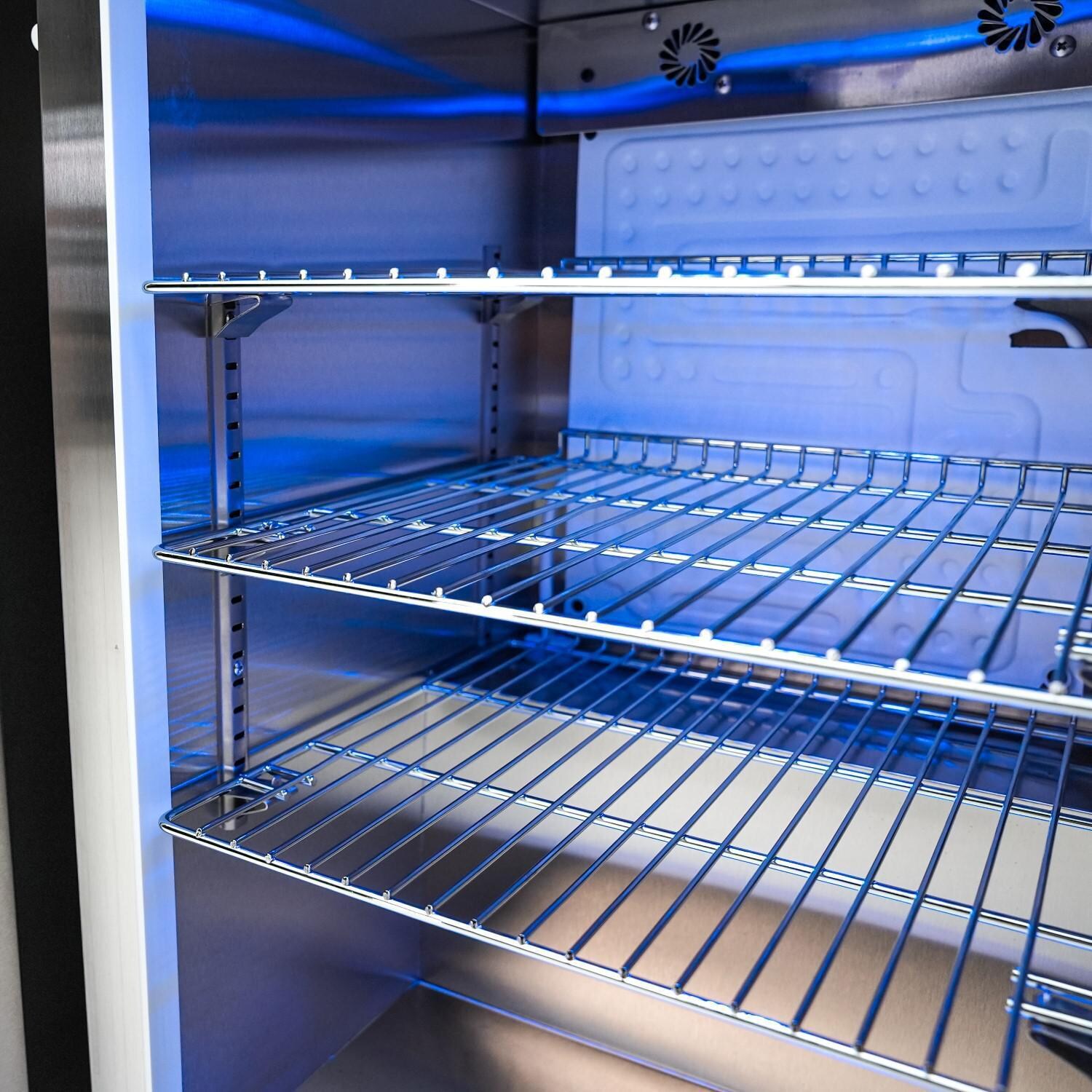 Mont Alpi MAi805-DBEVFC Deluxe 45 Degree Natural Gas Island Grill W/ Refrigerator Cabinet - Shelves - Detail thumbnail