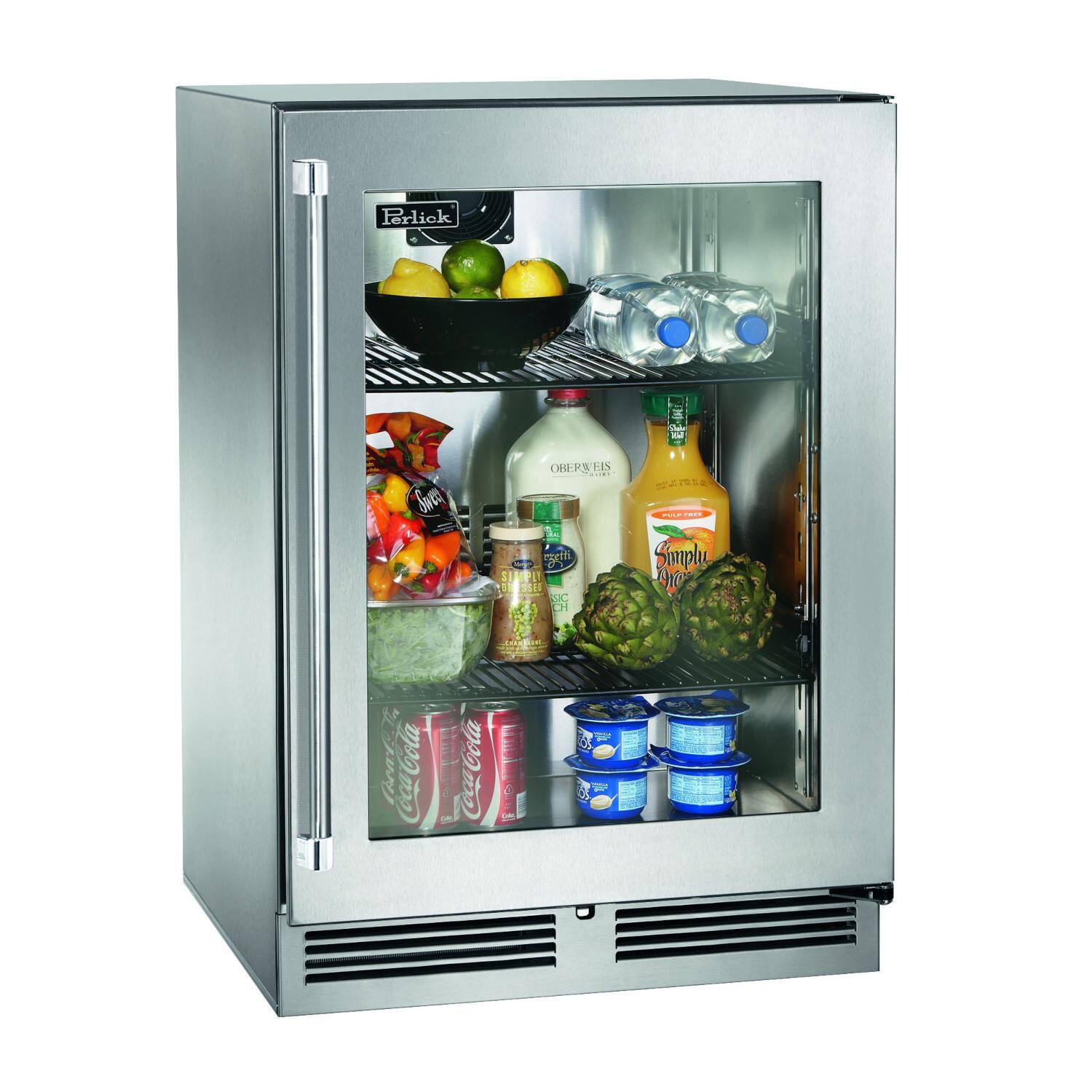 Perlick HH24RM-4-3RL 24-Inch Signature Series Shallow Depth Stainless Steel Glass Door Outdoor Refrigerator w/ Door Lock thumbnail