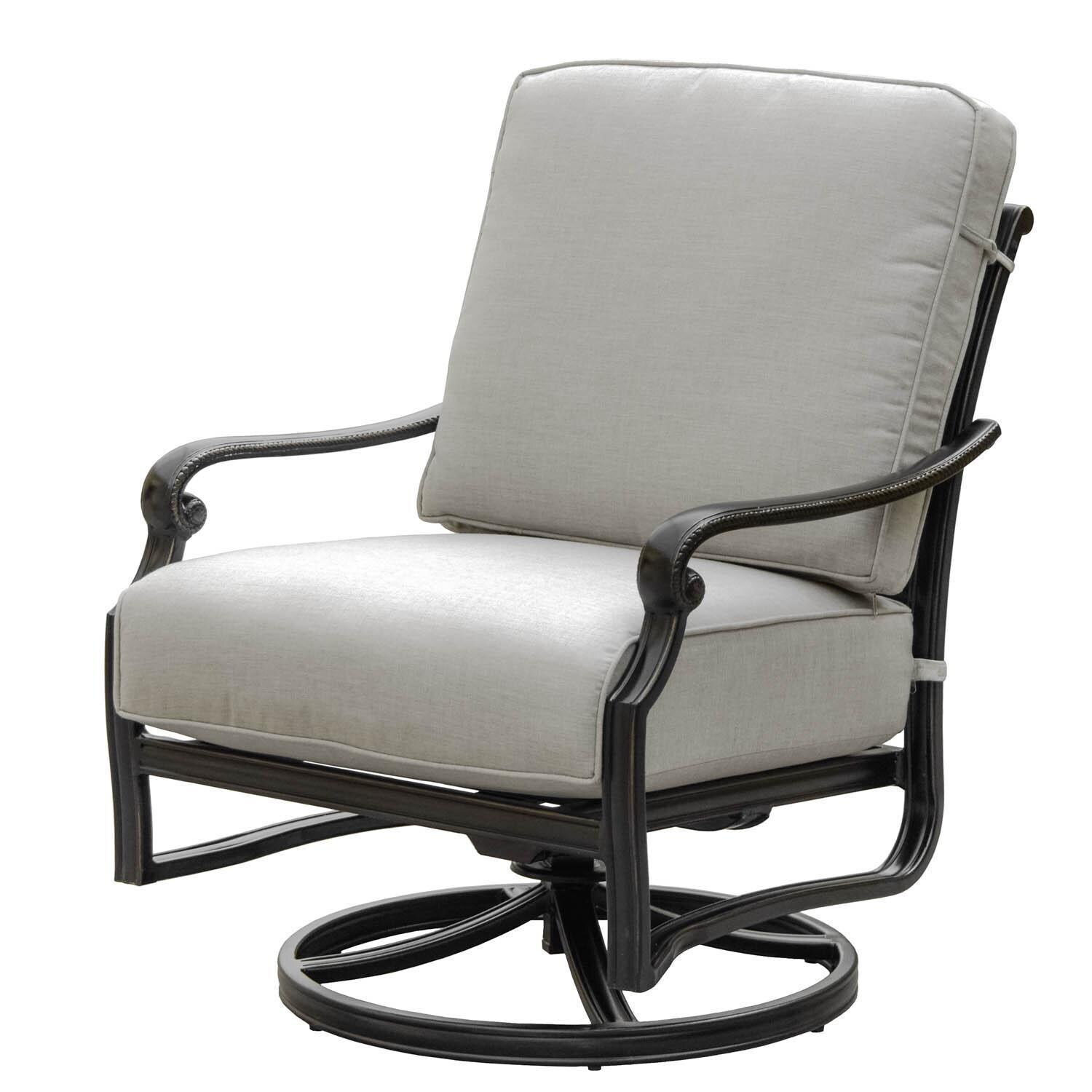 Du Monde Cast Aluminum Outdoor Swivel Rocker Club Chair W/ Sunbrella Cast Silver Cushions thumbnail
