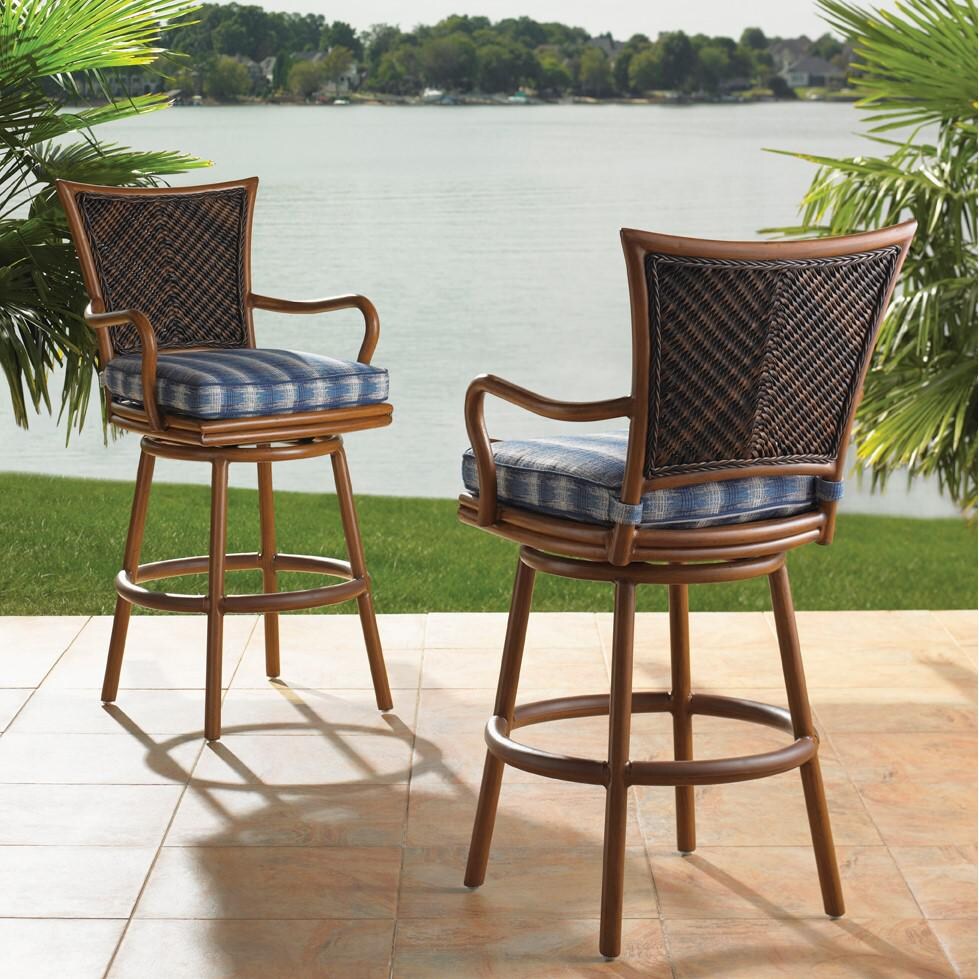 Island Estate Lanai Wicker Patio Swivel Counter Height Bar Stool W