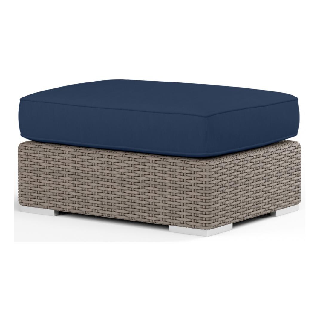 Coronado Wicker Ottoman in Driftwood/Spectrum Indigo by Sunset West
