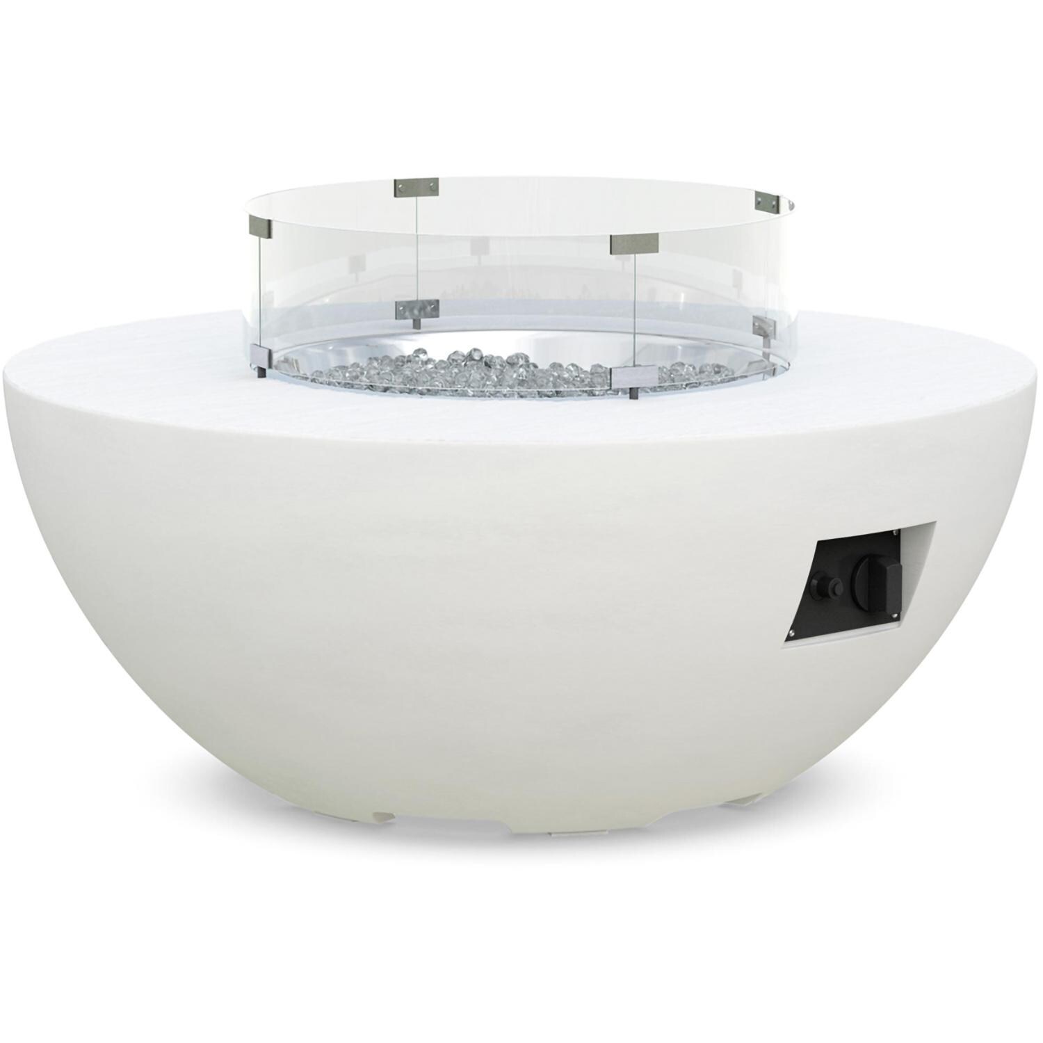 Azzurro Living Luna 41 Inch Propane Fire Table W/ Tank Cover in White - Angled - White Background thumbnail