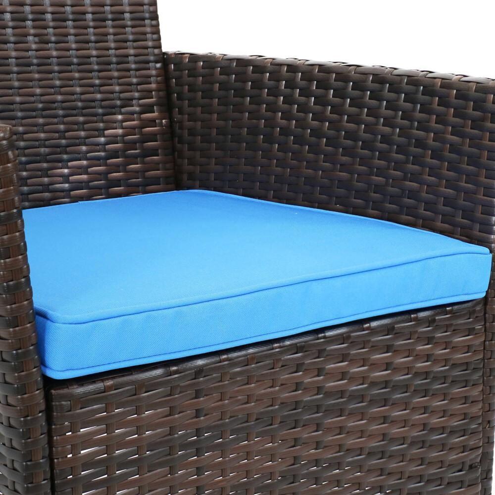 Ultimate Patio Mixed Brown Rattan W/ Blue Cushions 4-Piece Patio Set - Cushion - Detail thumbnail