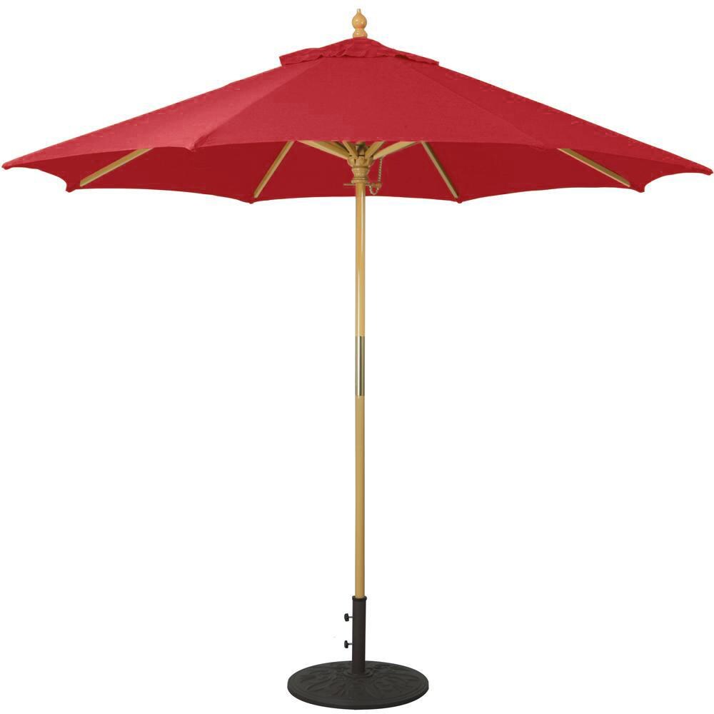 Galtech 9 Ft. Octagonal Wood Patio Umbrella W/ Manual Lift - Light Wood Frame W/ Navy Sunbrella Fabric (Umbrella Base Not Included) thumbnail