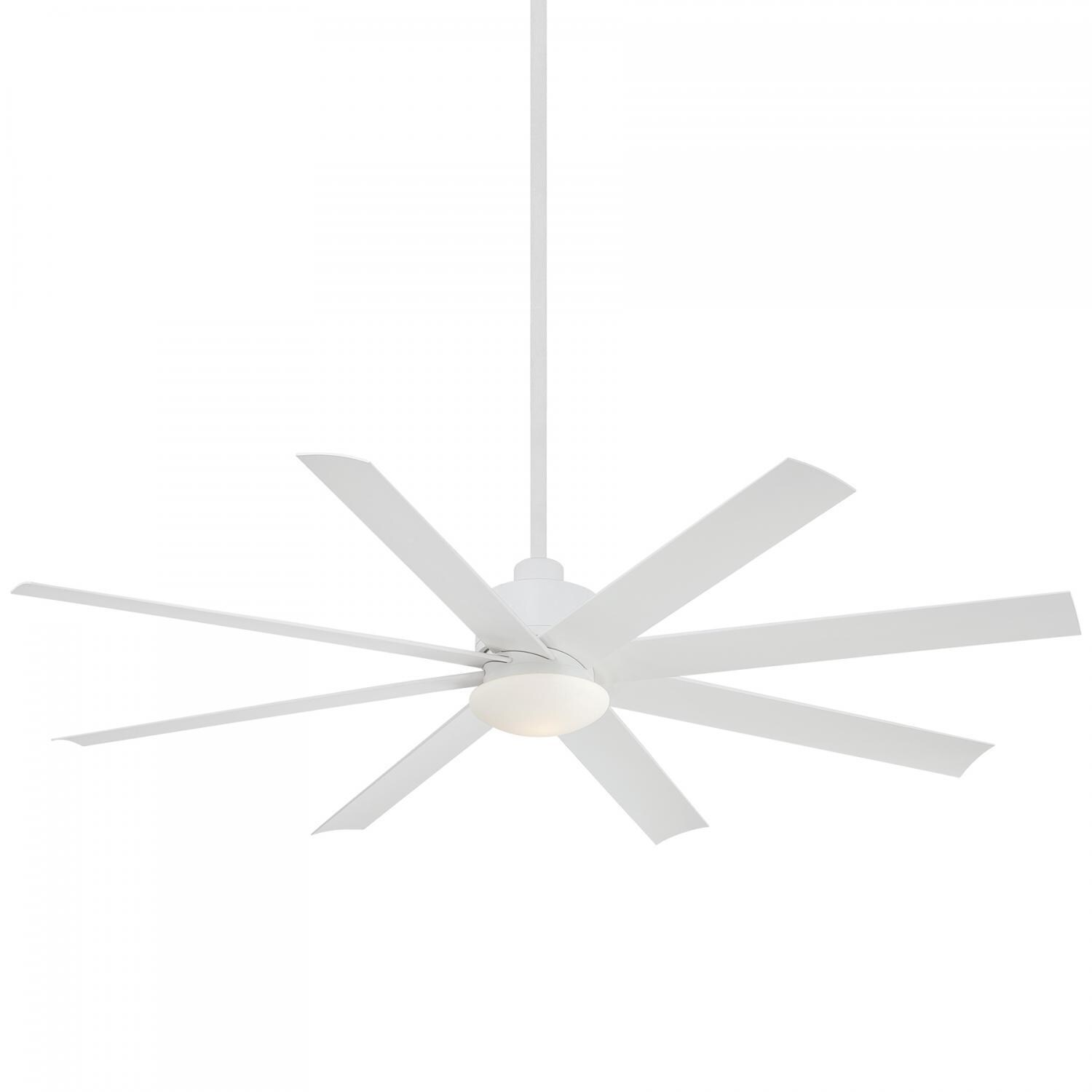 Minka-Aire Slipstream 65-Inch 8-Blade LED Ceiling Fan in White Finish W/ Flat White Blades & Etched Opal Glass - F888L-WHF
