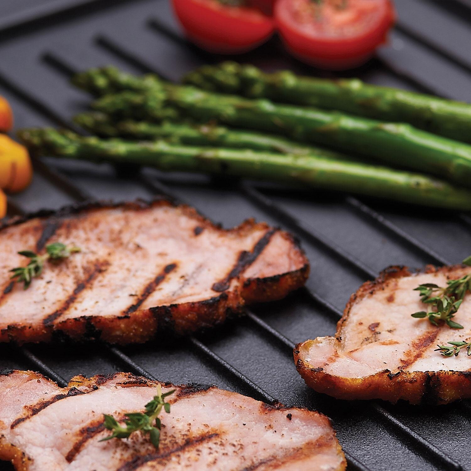 Broil King Exact Fit Cast Iron Griddle for Regal & Imperial Series - Ham, Asparagus, & Tomatoes - Lifestyle thumbnail