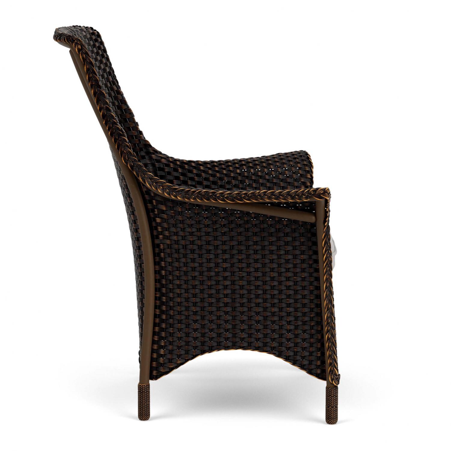 Lloyd Flanders Mandalay Dining Armchair in Mink Finish with Tundra Dove fabric - Side thumbnail